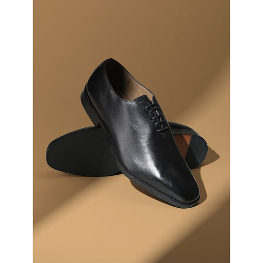 Mens Genuine Leather Formal Lace-Up Shoes  Classic Black Office Wear