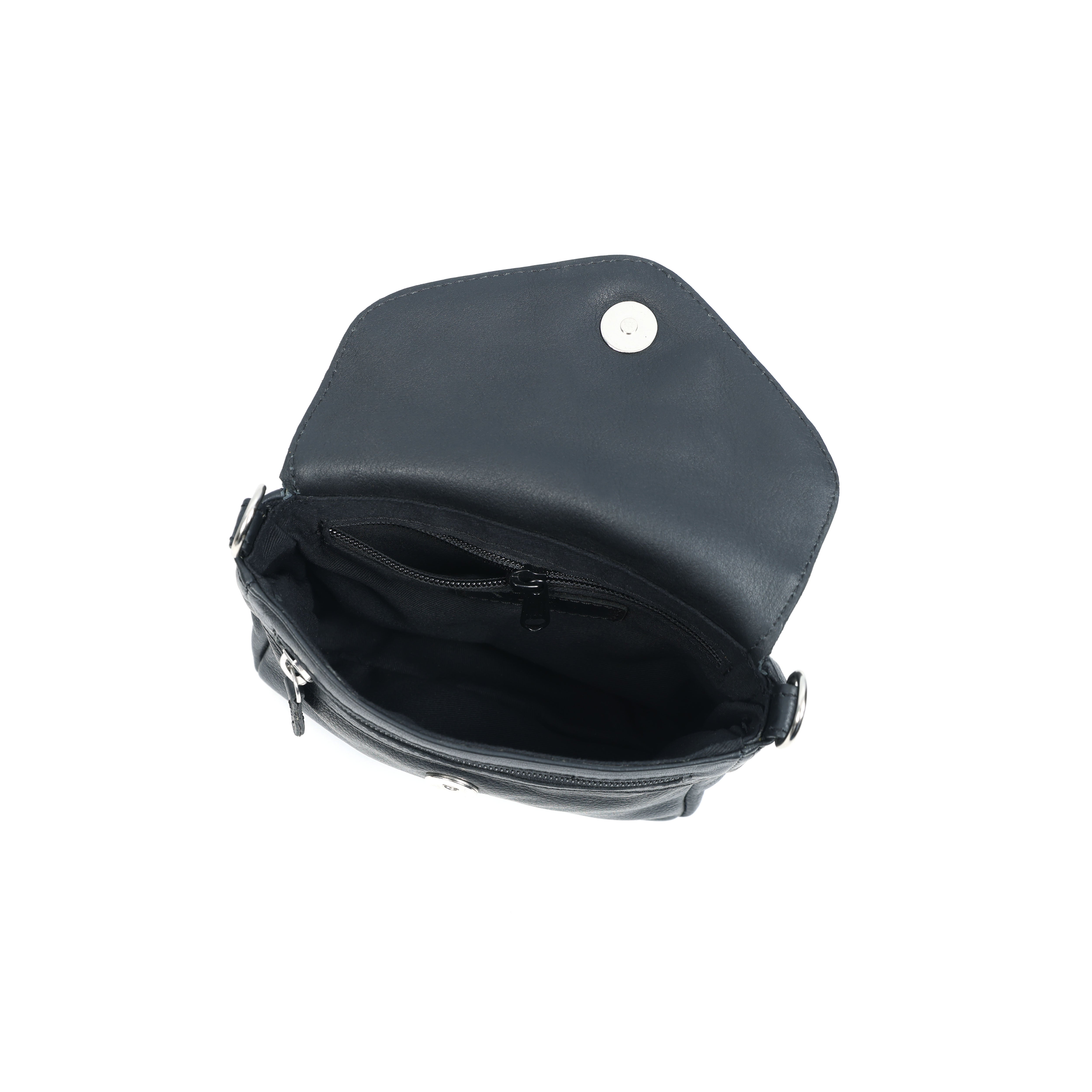 Premium Genuine Leather Flap Crossbody Bag with Adjustable Strap & Zip Pockets