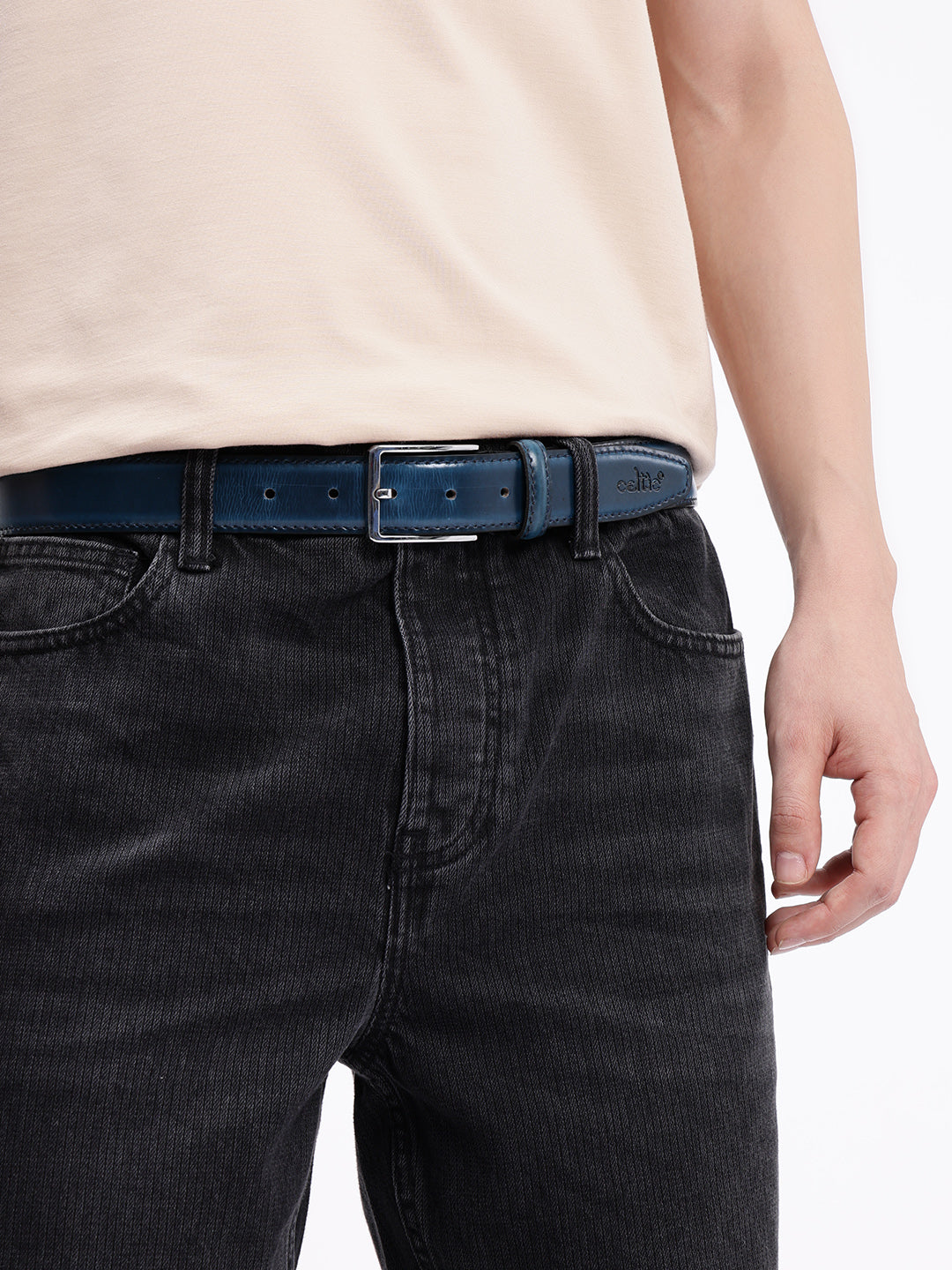 Unisex Classic Black Leather Formal Belt With Silver Buckle For Office Daily Wear
