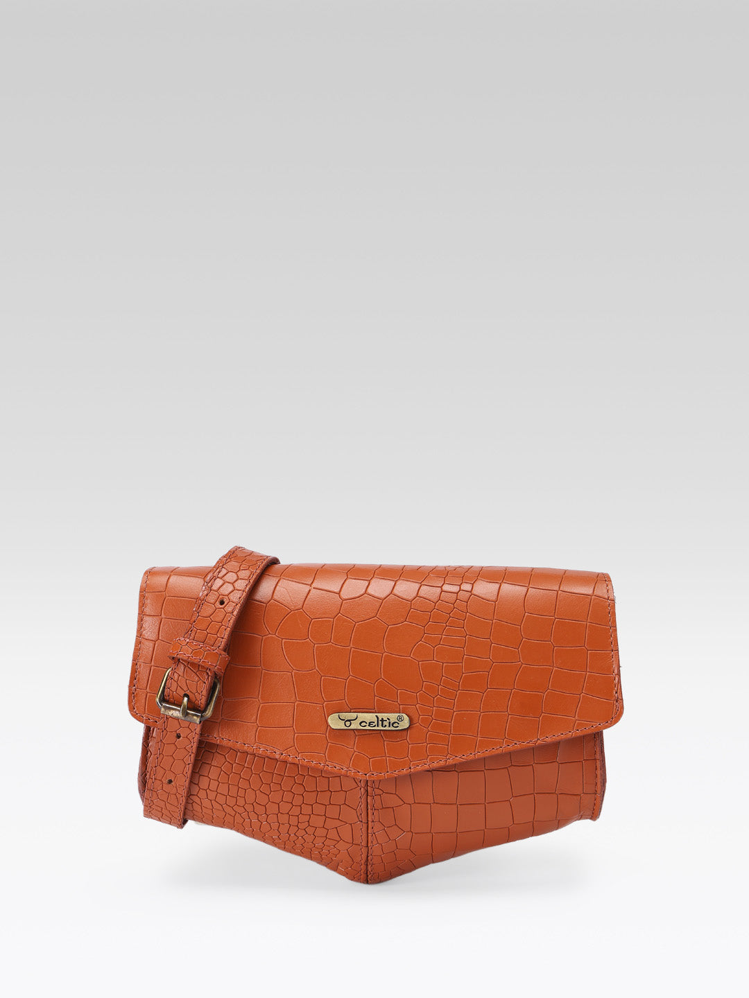Premium Textured Leather Flap Sling Bag with Adjustable Strap & Inner Zip Pocket