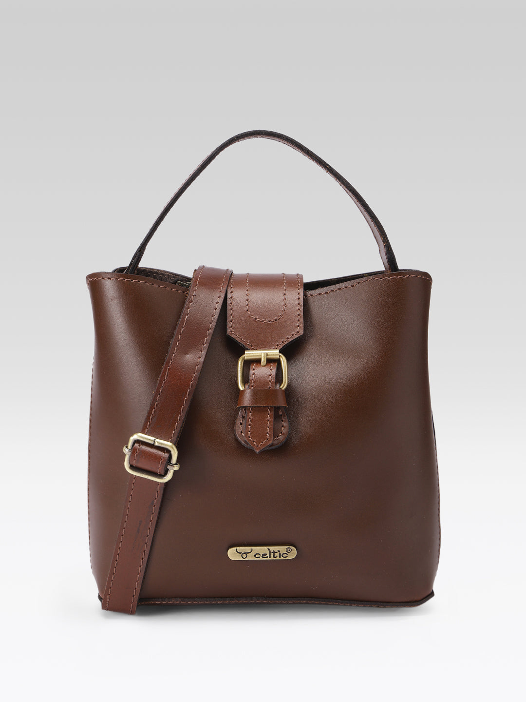 Premium Genuine Leather Structured Handbag with Top Handle & Zip Closure