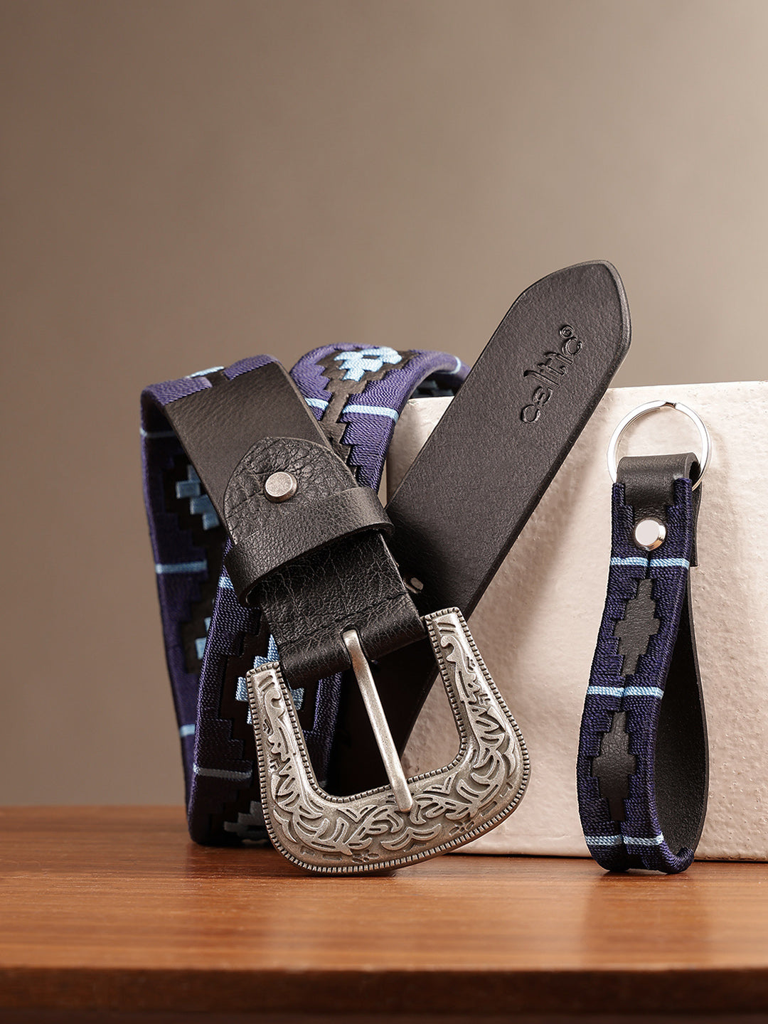 Premium Black Embossed Leather Belt & Textured Wallet Combo for Men |Premium Gift Set