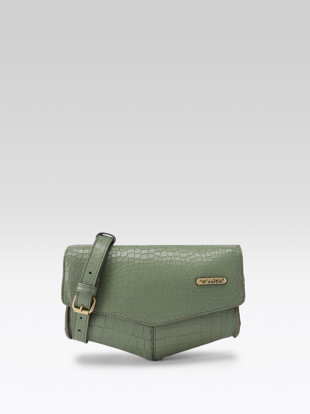Premium Textured Leather Flap Sling Bag with Adjustable Strap & Inner Zip Pocket
