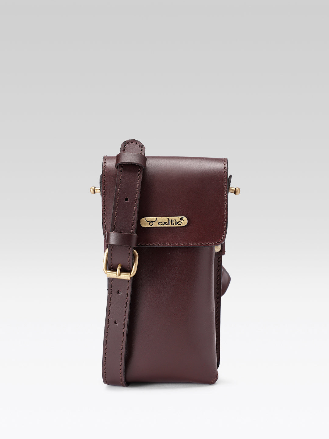 Genuine Leather Mobile Pouch with Fixed Sling Hands-Free, Stylish & Durable.