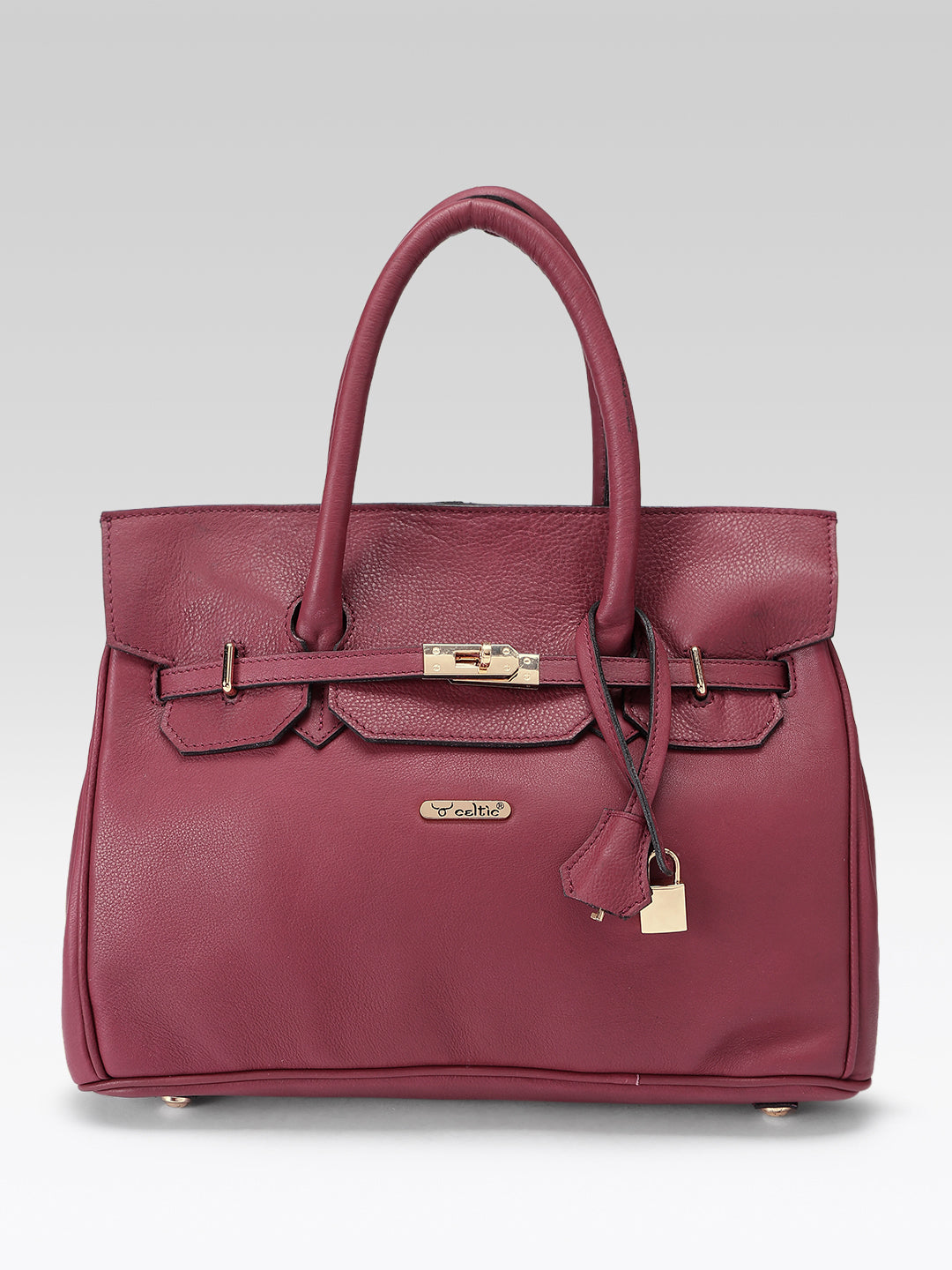Premium Genuine Leather  Tote Handbag with Turn-Lock Closure