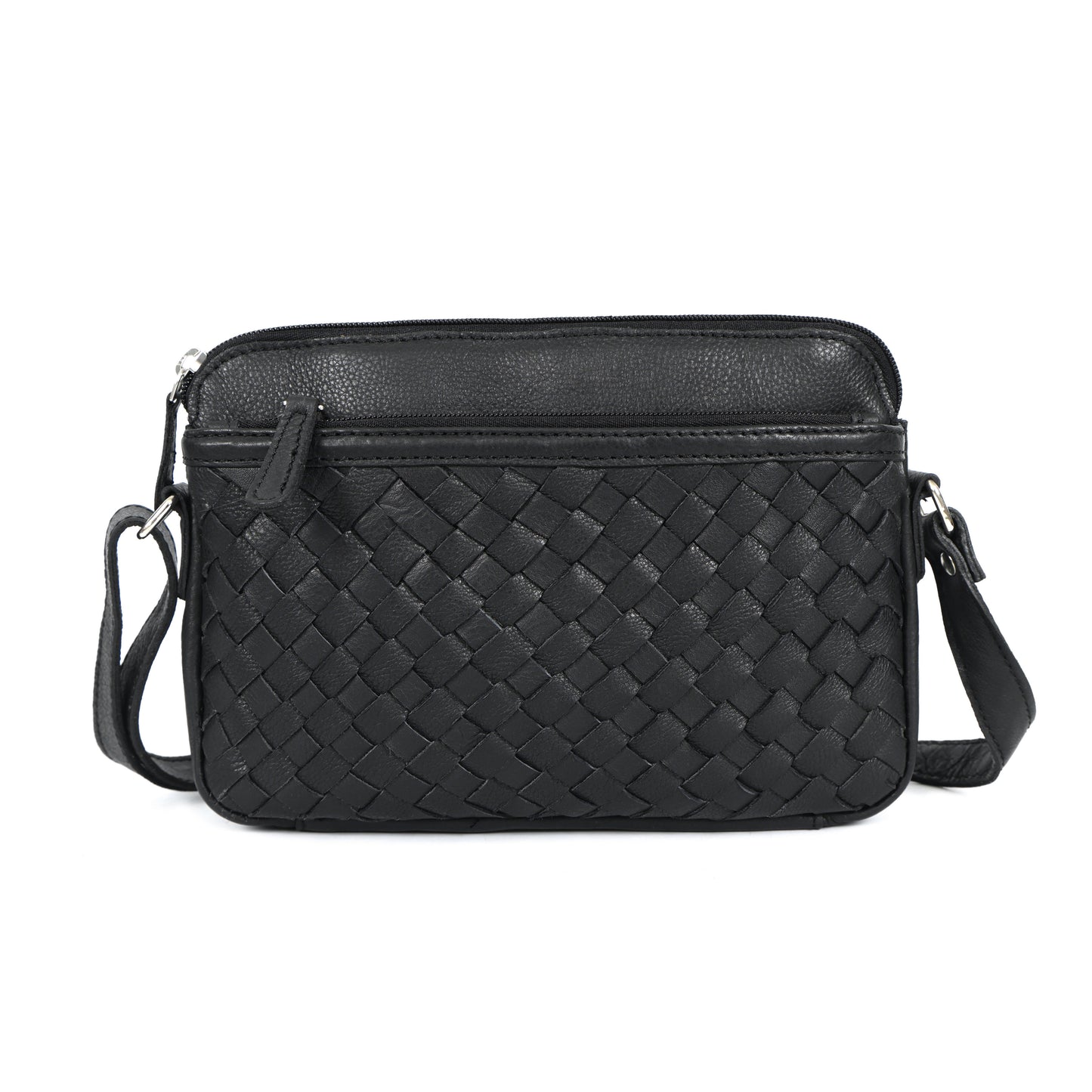 Black Textured Crossbody Sling Bag for Women