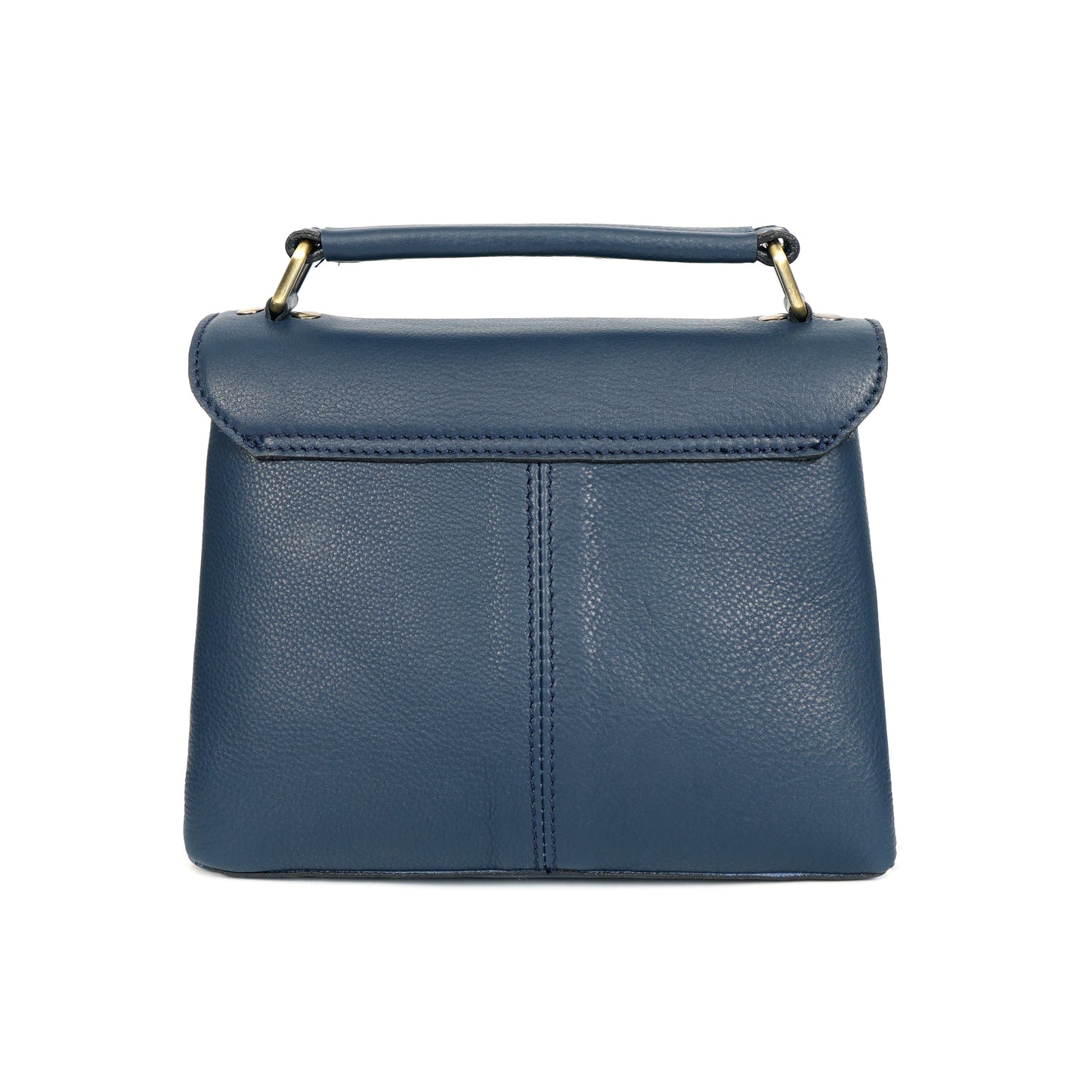 Premium Leather Structured Box Satchel with Detachable Strap – Blue,Brown & Green