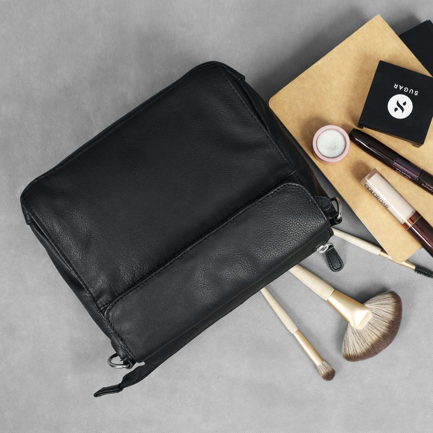 Premium Genuine Leather Crossbody Bag with Flap Closure & Adjustable Strap