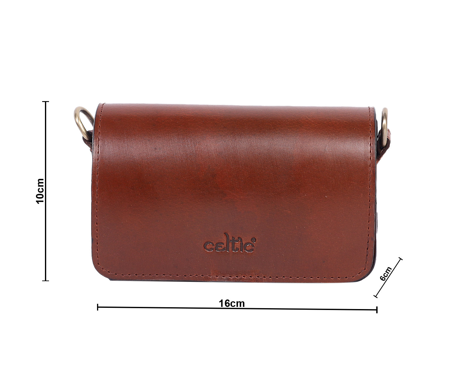 Compact Genuine Leather Triple-Compartment Sling Clutch