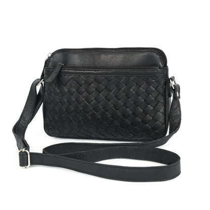 Black Textured Crossbody Sling Bag for Women