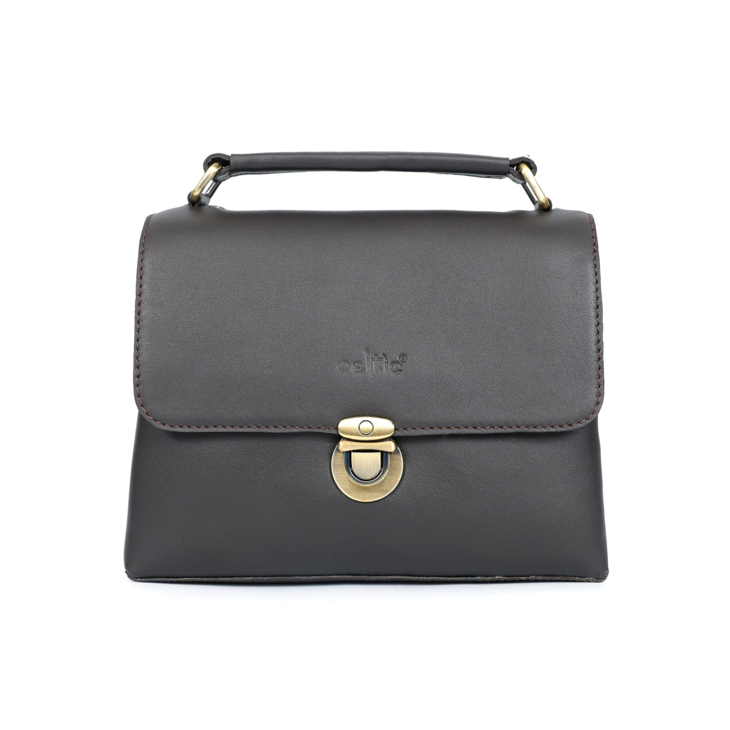 Premium Leather Structured Box Satchel with Detachable Strap – Blue,Brown & Green