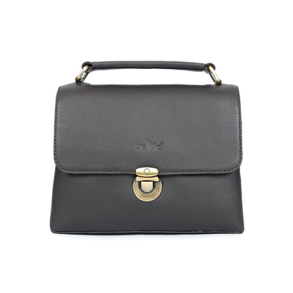 Premium Leather Structured Box Satchel with Detachable Strap – Blue,Brown & Green