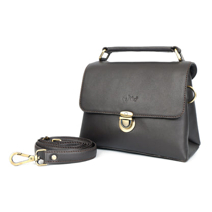 Premium Leather Structured Box Satchel with Detachable Strap – Blue,Brown & Green