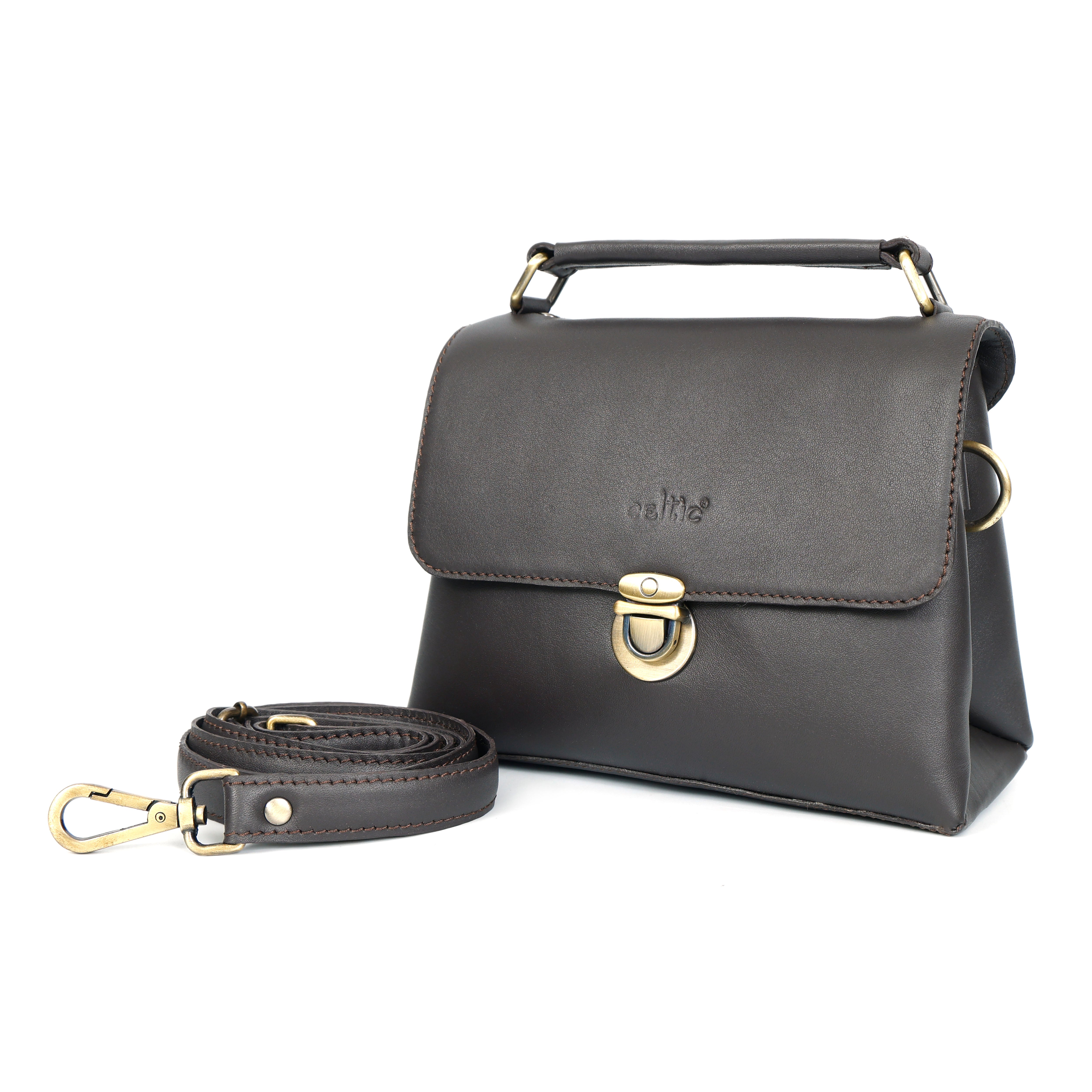 Premium Genuine Leather Satchel hand bag with Detachable Strap