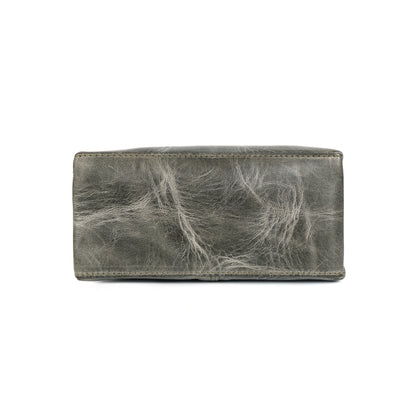 Premium Leather Structured Box Satchel with Detachable Strap – Blue,Brown & Green