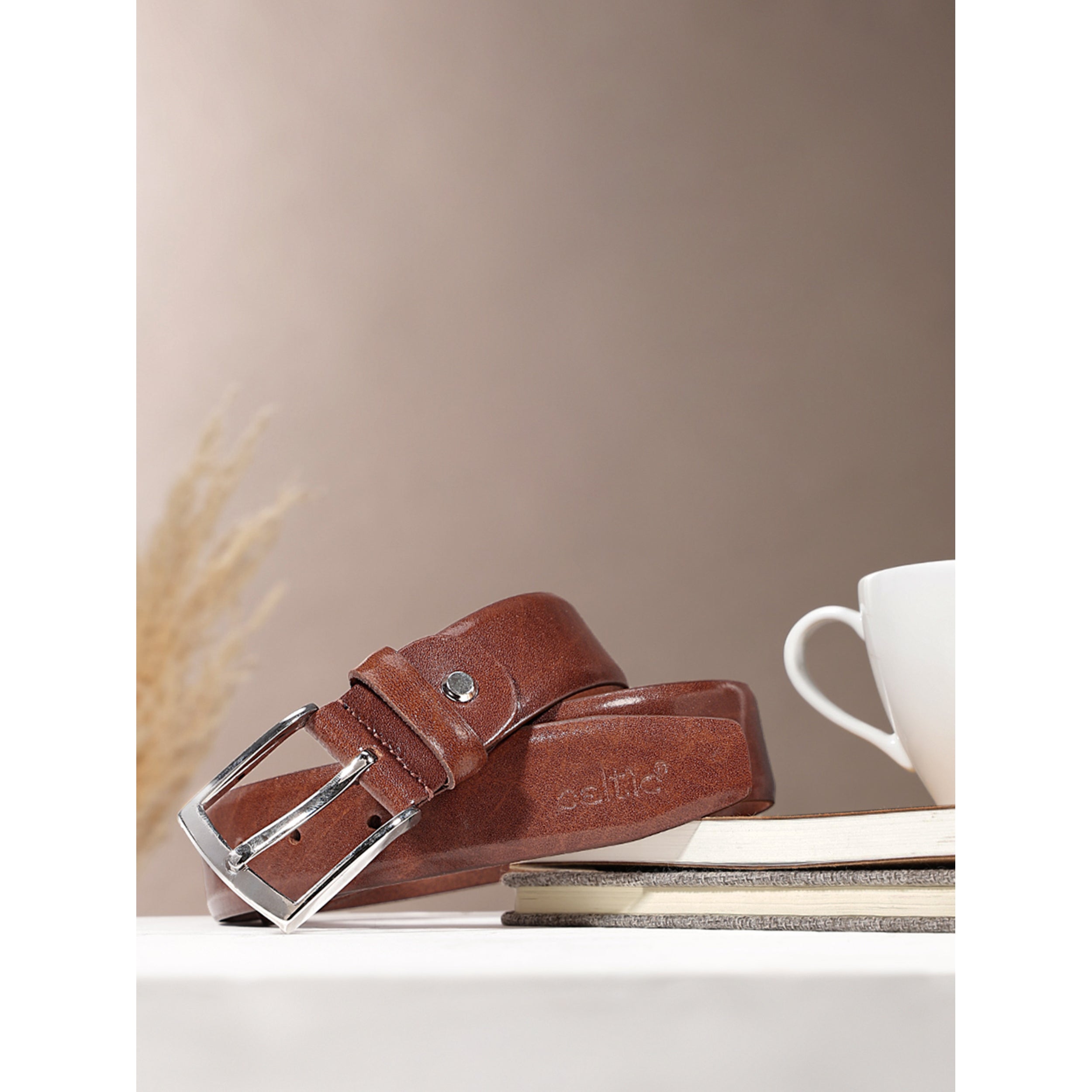 Unisex Genuine Leather Brown Waist Accessory Durable Metal Buckle Formal Casual Wear