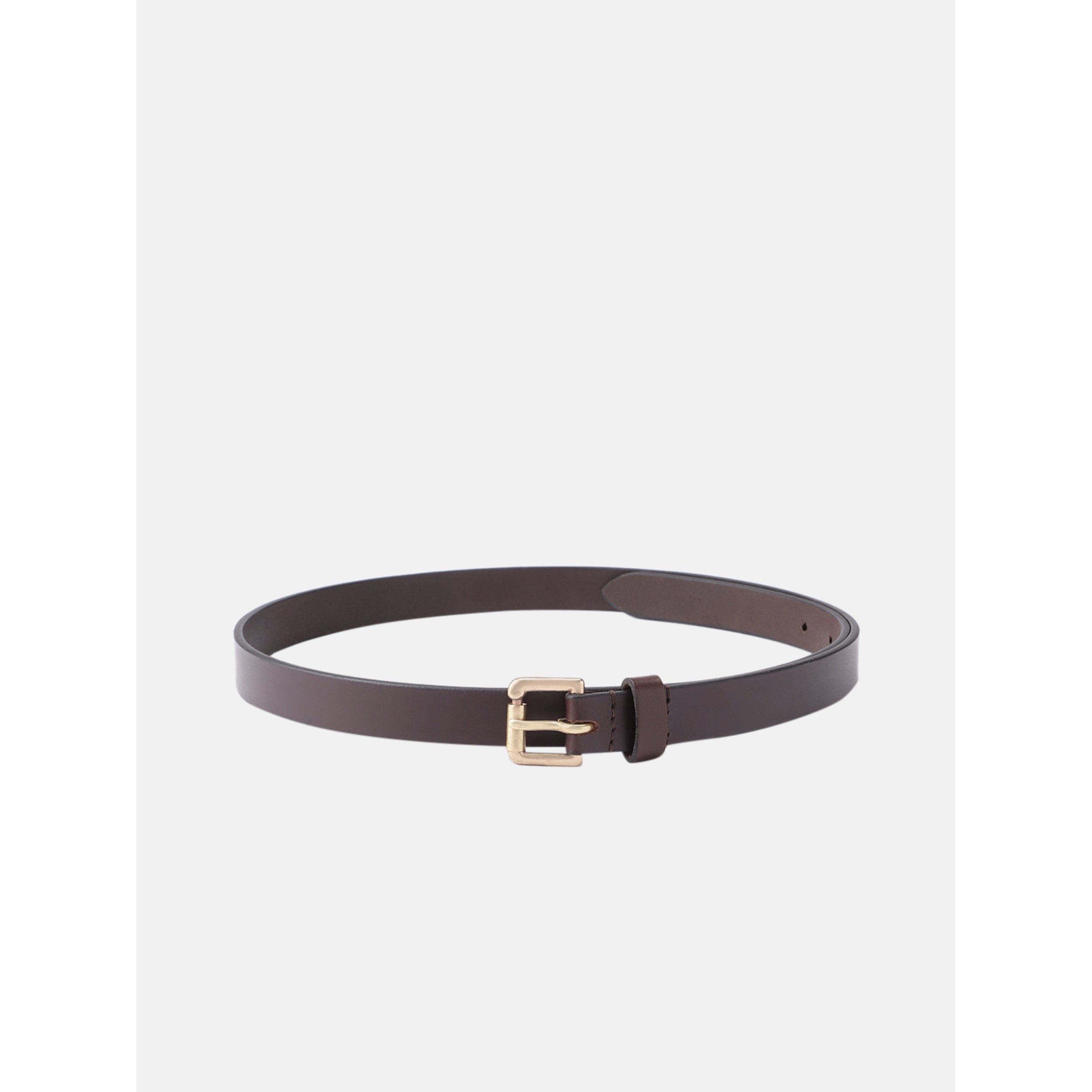 Women Genuine Leather Black Waist Accessory Brass Buckle Casual Formal