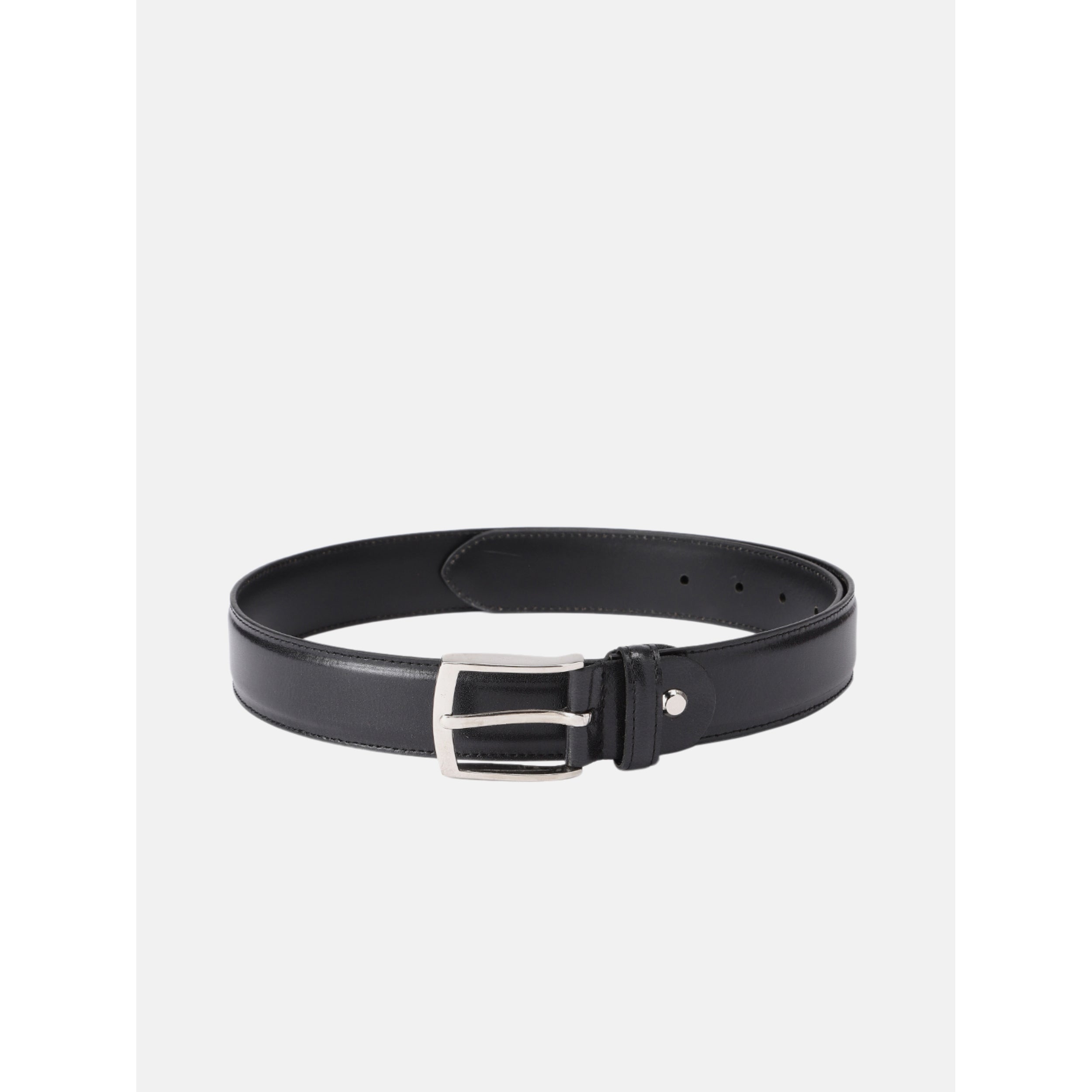 Unisex Genuine Leather Black Waist Accessory Durable Metal Buckle Formal Casual Wear