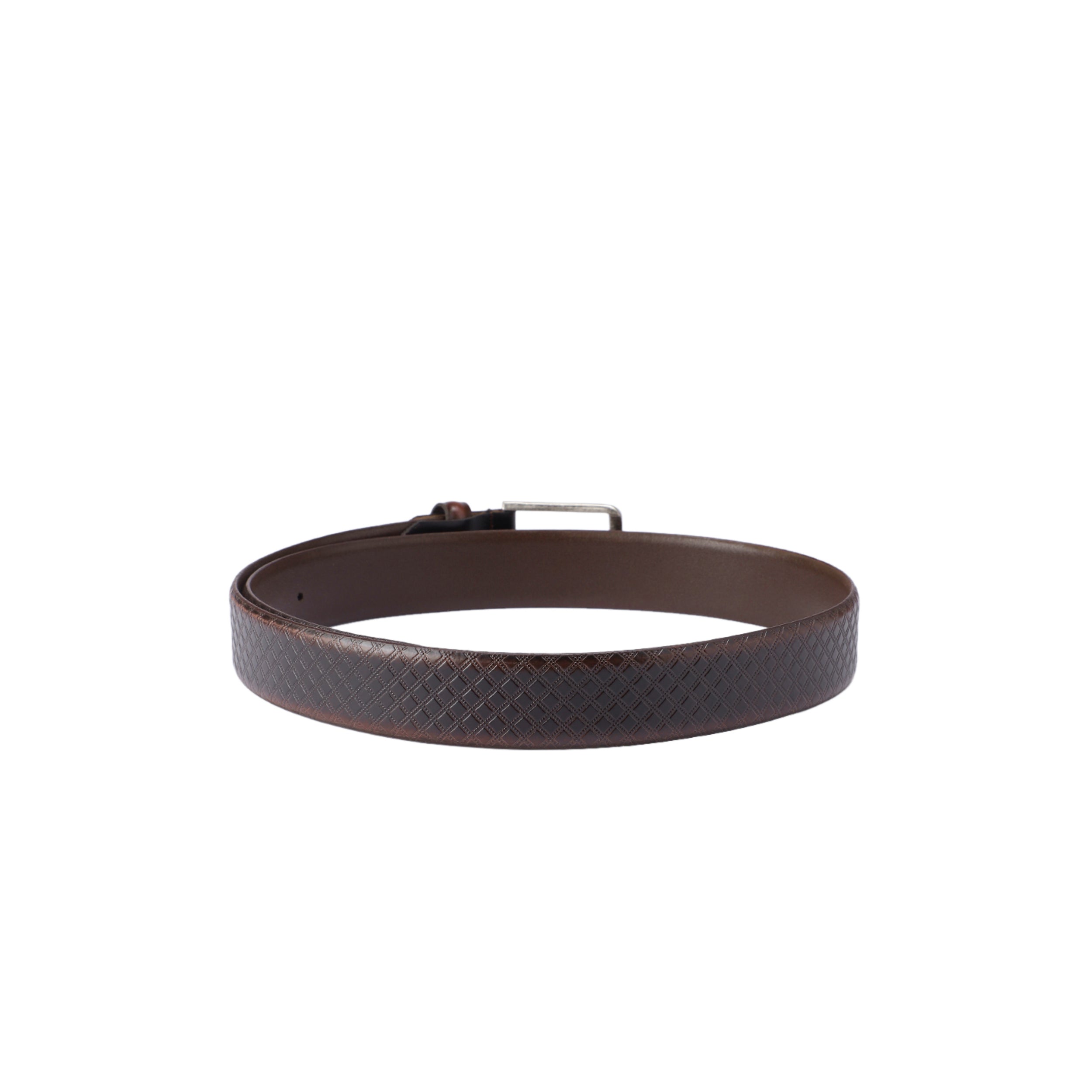 Unisex Croc Texture Brown Leather Belt with Polished Metal Buckle Stylish Wear