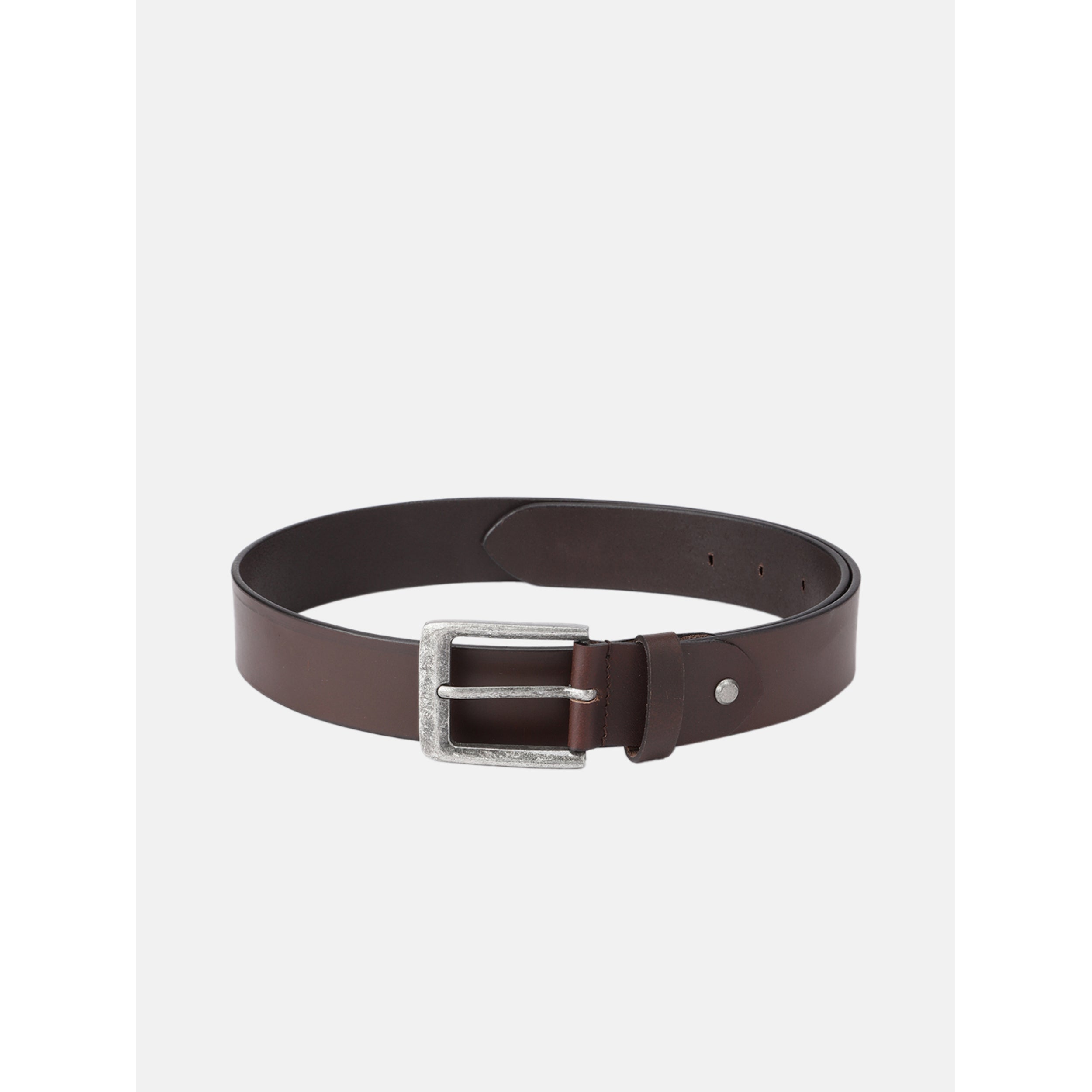 Unisex Genuine Leather Dark Brown Waist Accessory Antique Buckle Formal Casual Wear