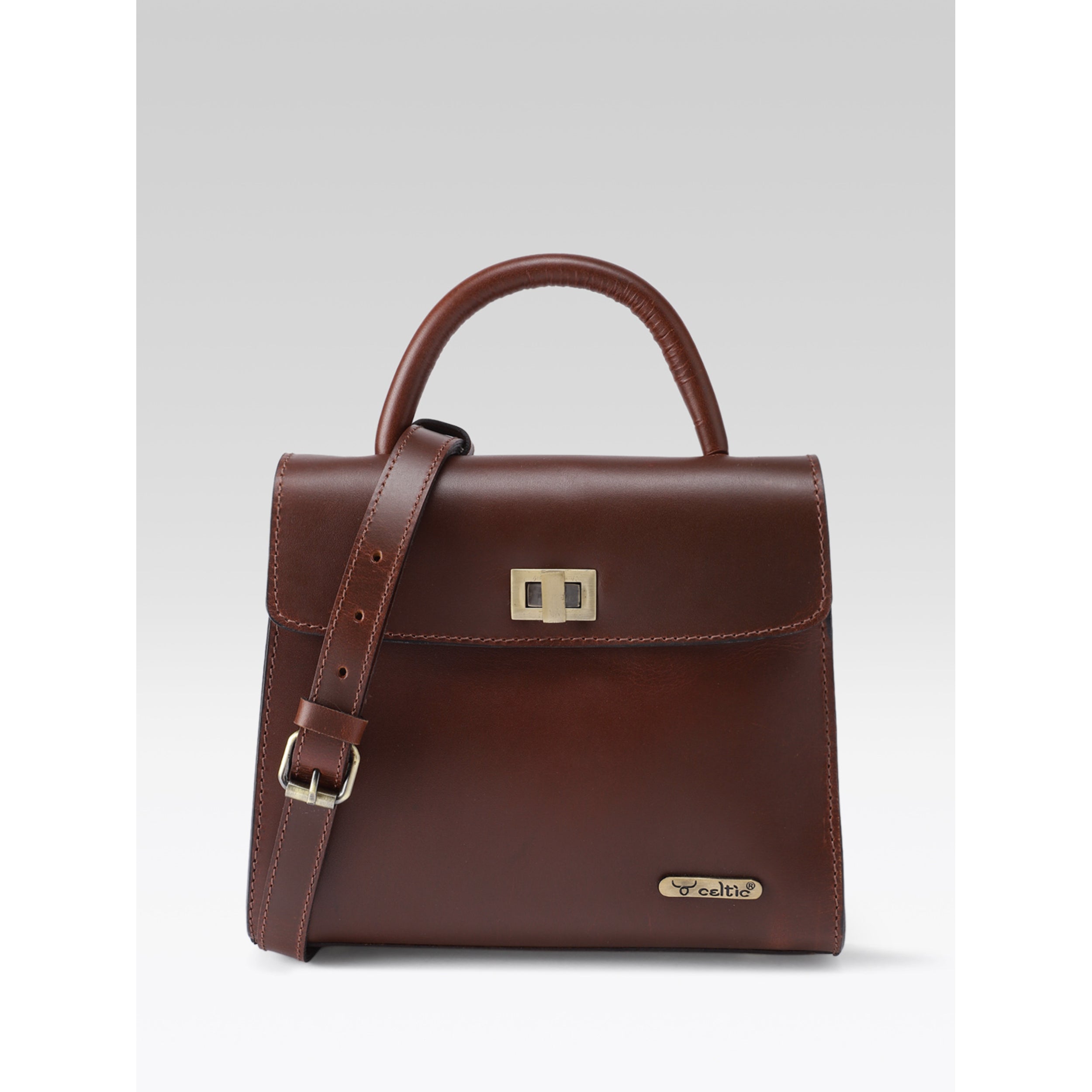 Premium Genuine Leather Handbag with Top Handle & Crossbody Strap