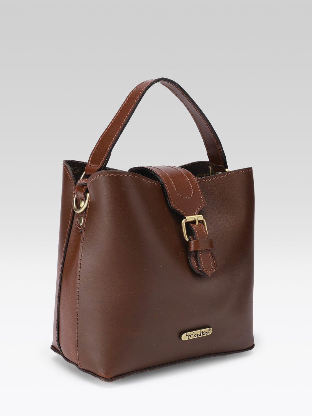 Premium Genuine Leather Structured Handbag with Top Handle & Zip Closure