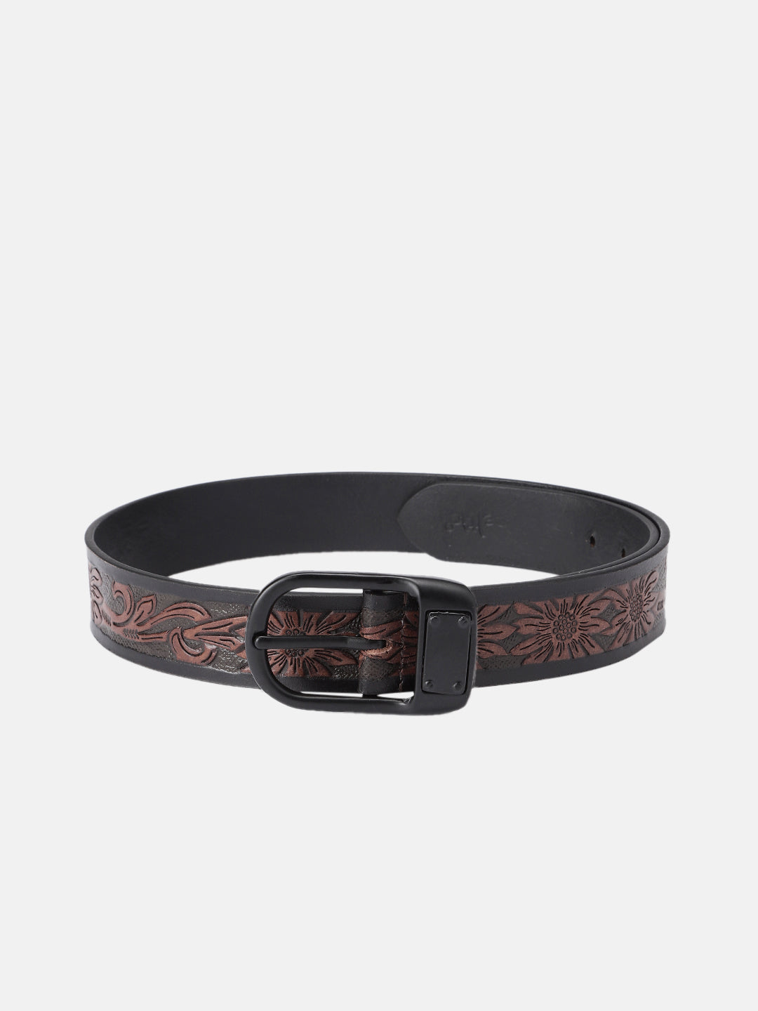 Premium Brown Embossed Leather Belt & Wallet Combo for Men | Vintage Floral Designer Gift Set