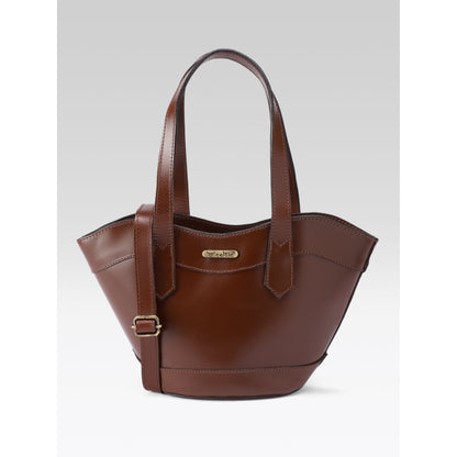 Premium Genuine Leather Mini Tote Bag with Dual Handles & Detachable Shoulder Strap