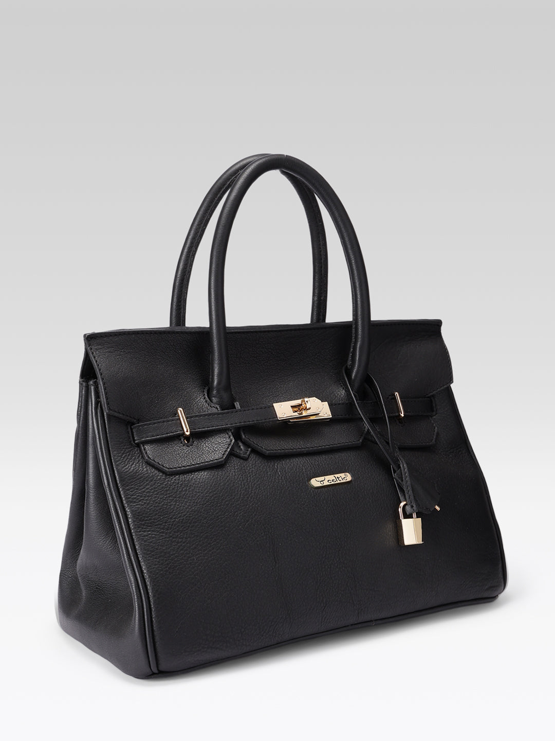 Premium Genuine Leather  Tote Handbag with Turn-Lock Closure