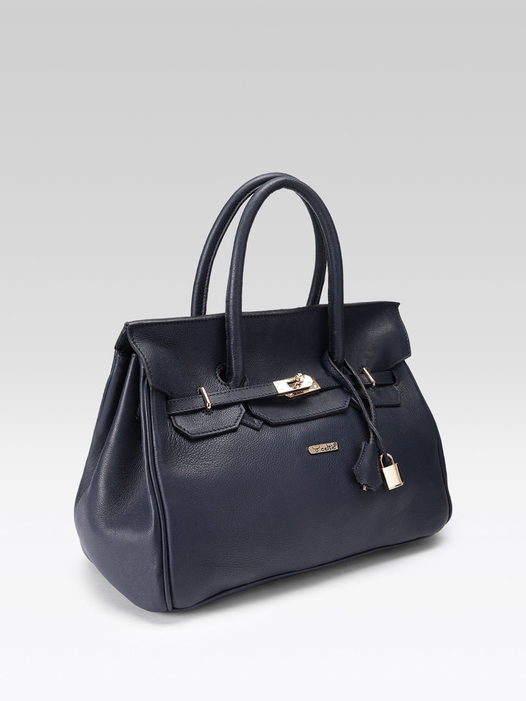 Premium Genuine Leather  Tote Handbag with Turn-Lock Closure