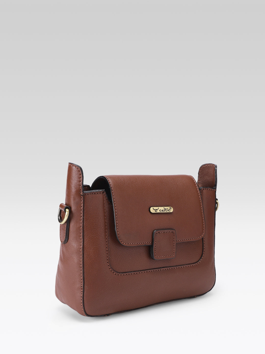 Premium Genuine Leather  Flap Crossbody Sling Bag with Adjustable Strap
