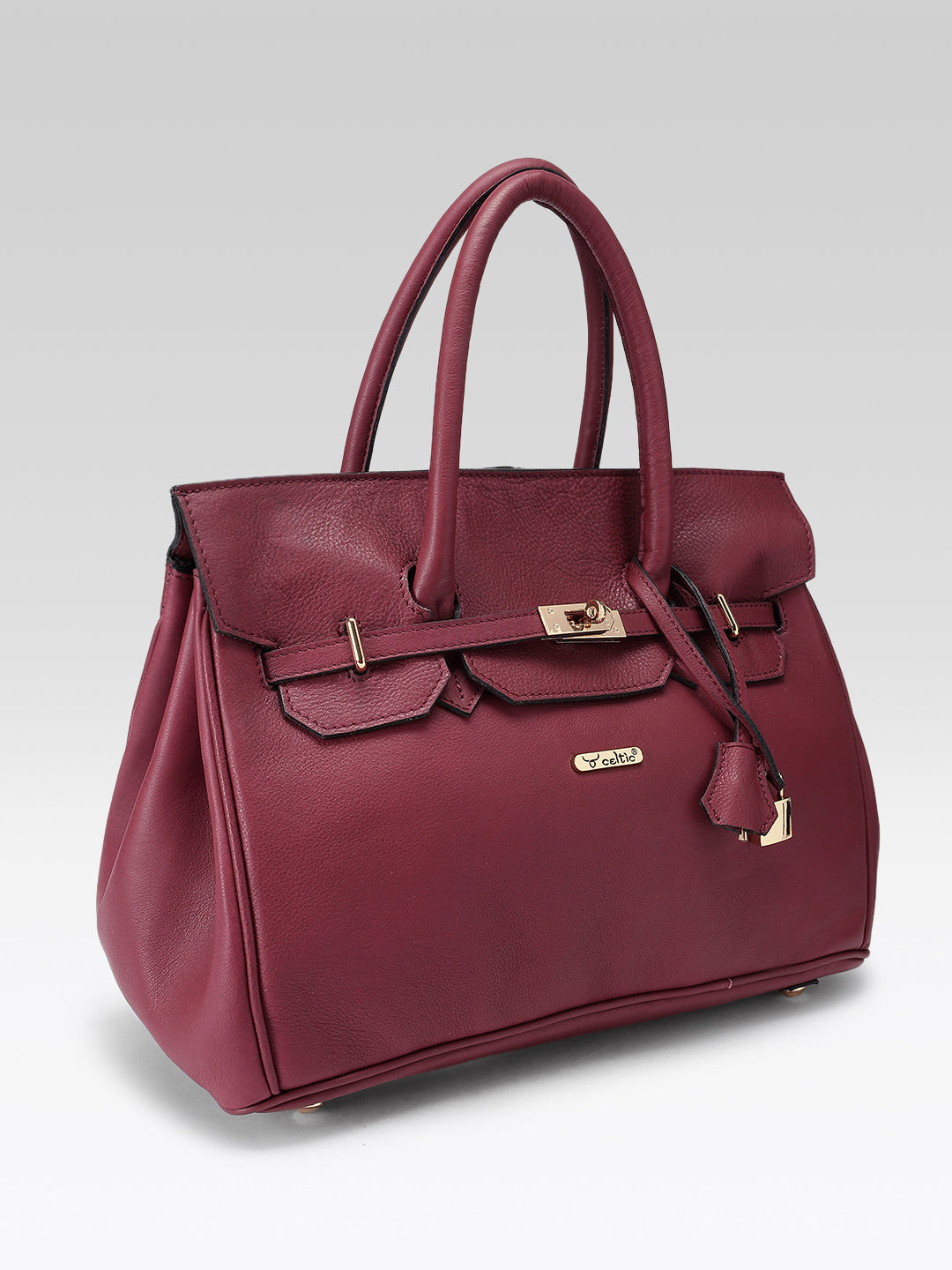 Premium Genuine Leather  Tote Handbag with Turn-Lock Closure