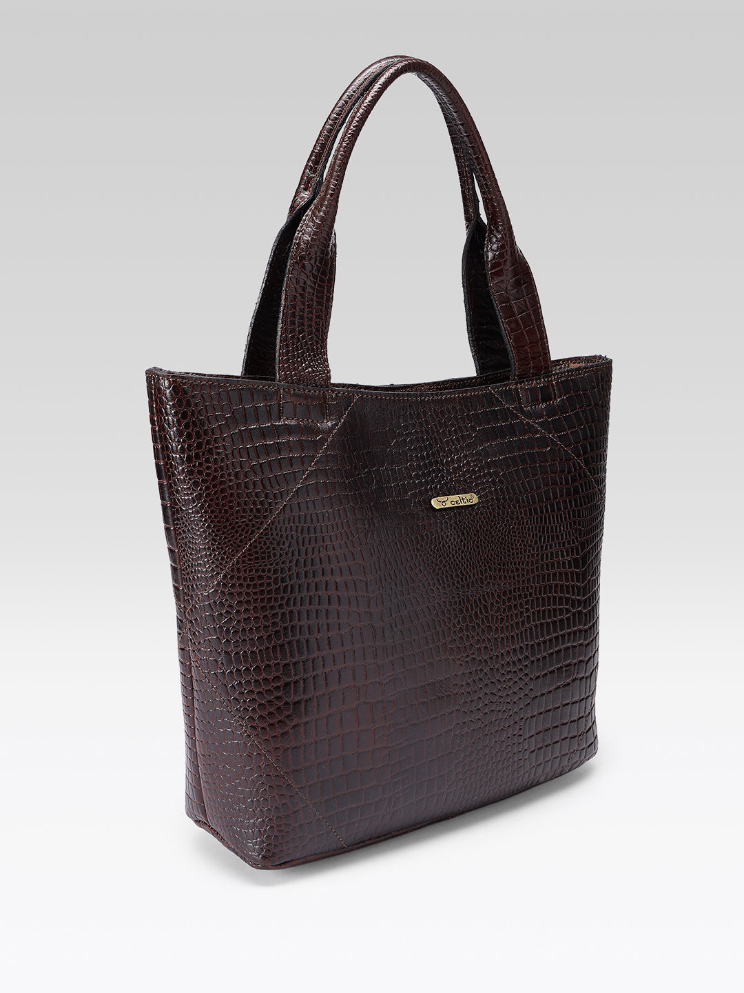 Croc-Texture Leather Tote Bag with Spacious Interior and Dual Shoulder Handles