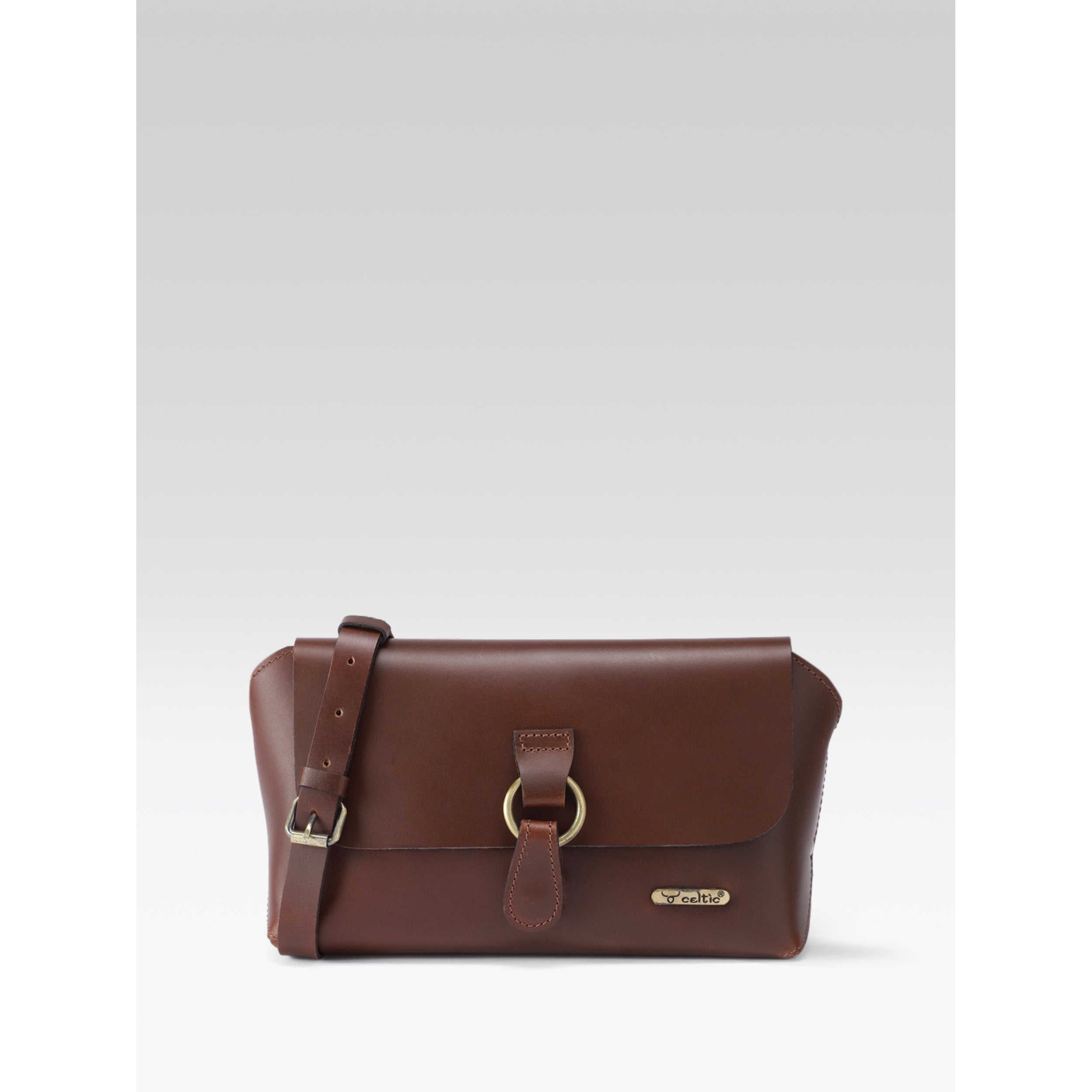Premium Genuine Leather Sling Bag with Ring-Flap Design