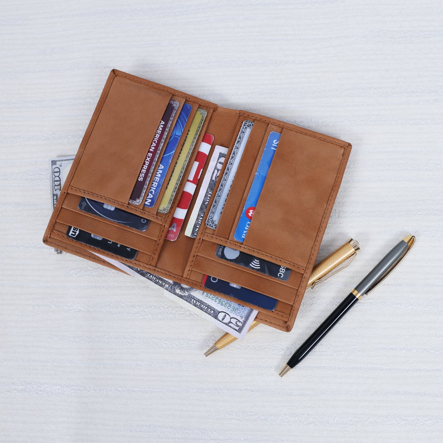 Light Brown Men’s Leather Wallet – Bi-Fold Card Holder Art:- LA-1432