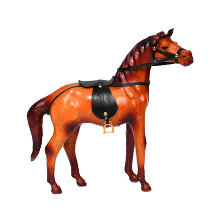 Stunning Handcrafted Standing Leather Horse Showpiece for Elegant Home Decor, ART:-LA-02