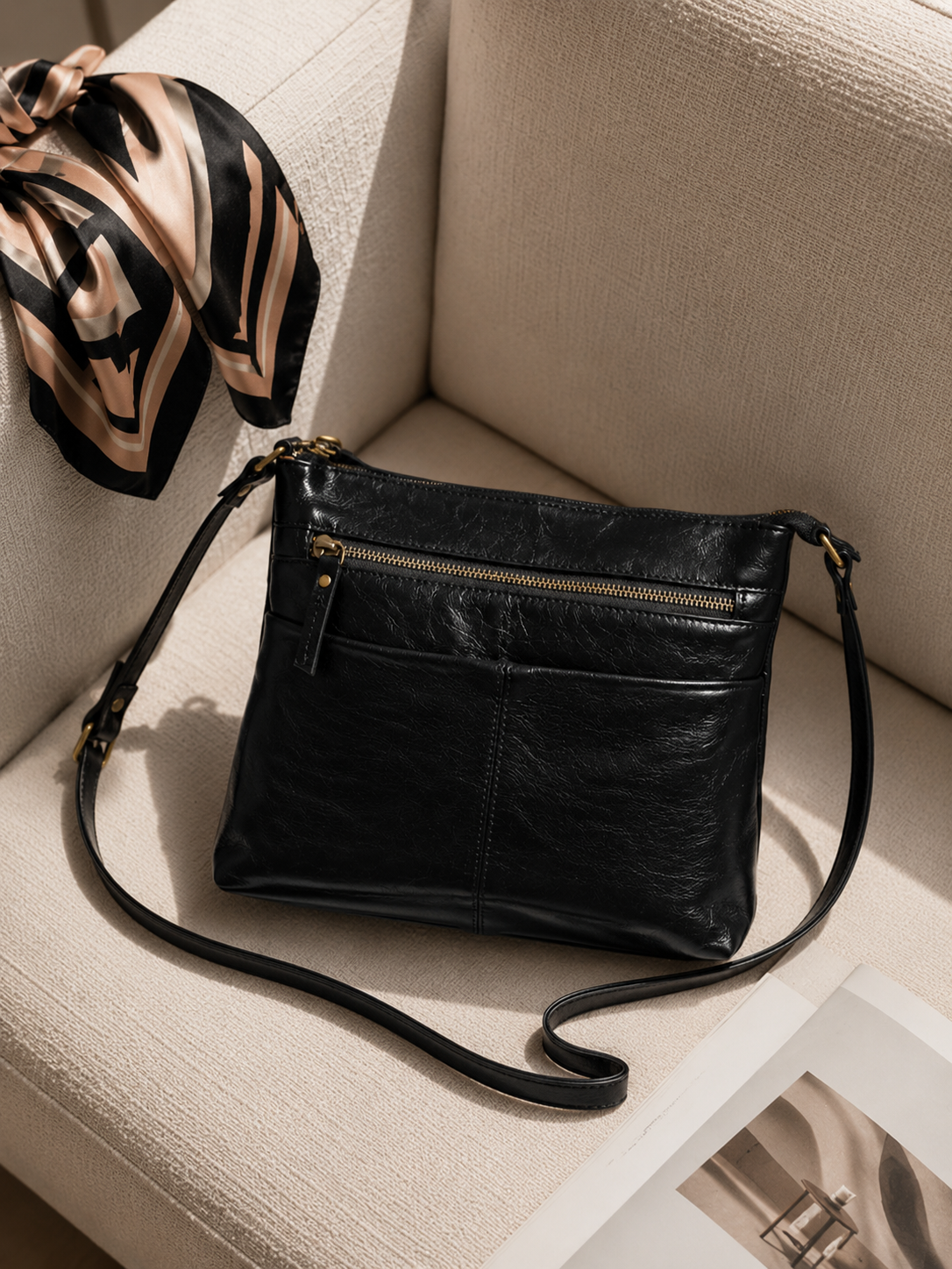 Premium Leather Crossbody Sling Bag Lightweight Everyday Travel Purse
