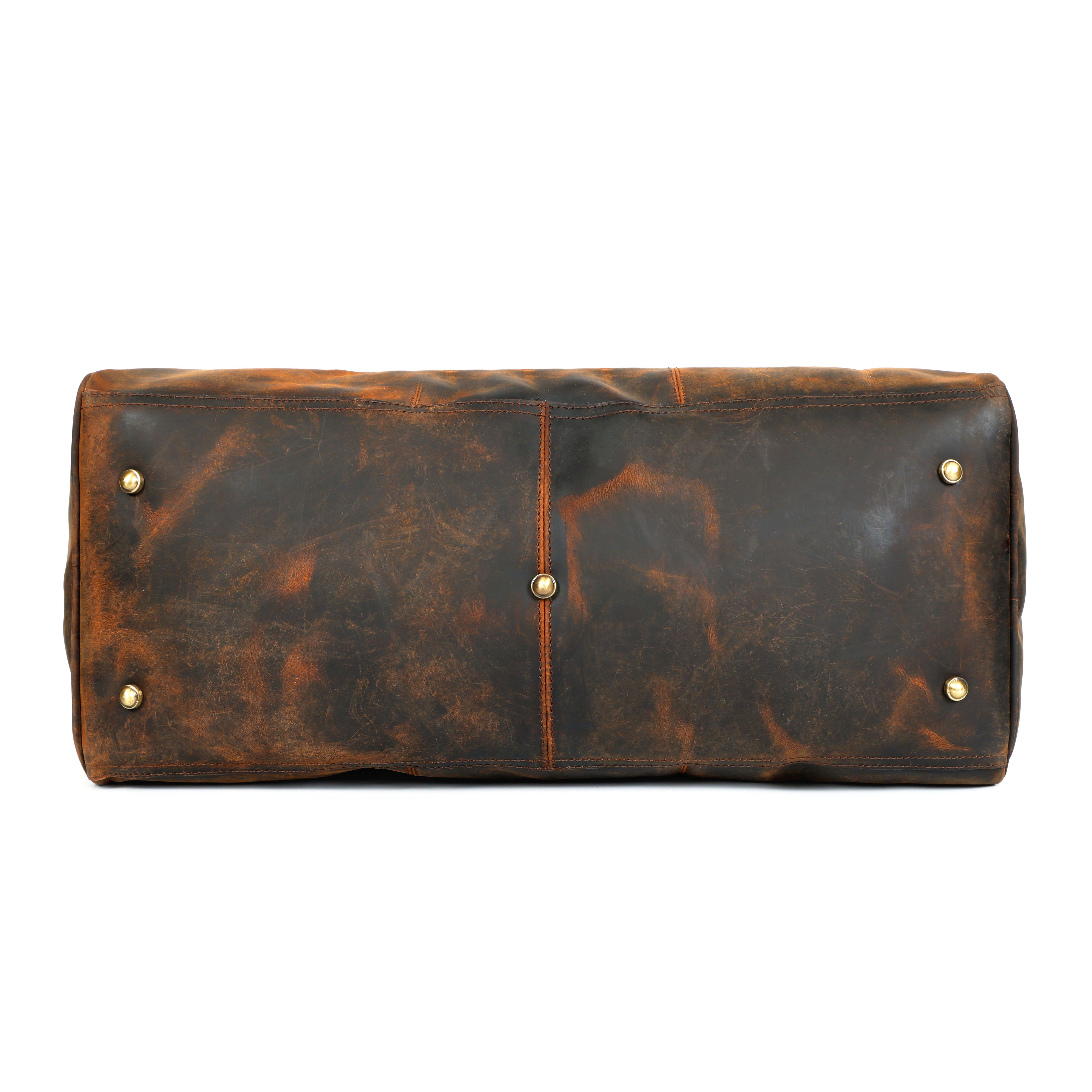 Premium Genuine Leather Travel Duffel Bag |Large Weekender with Shoulder Strap