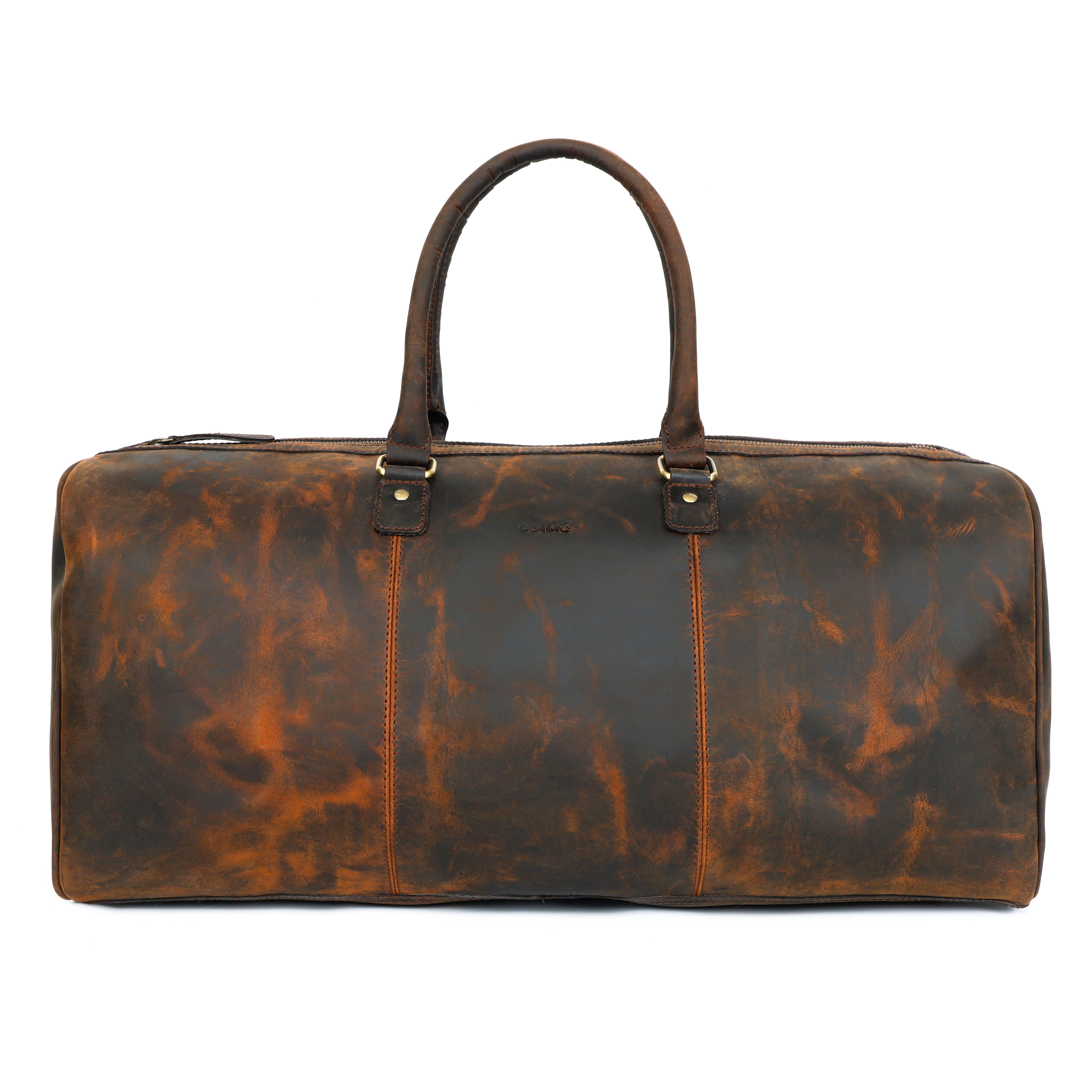 Premium Genuine Leather Travel Duffel Bag |Large Weekender with Shoulder Strap