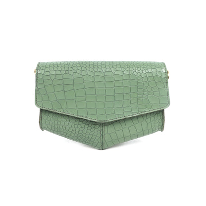 Chic Elegance: Black Deep Croco Leather Crossbody Bag. Art: BG-1602