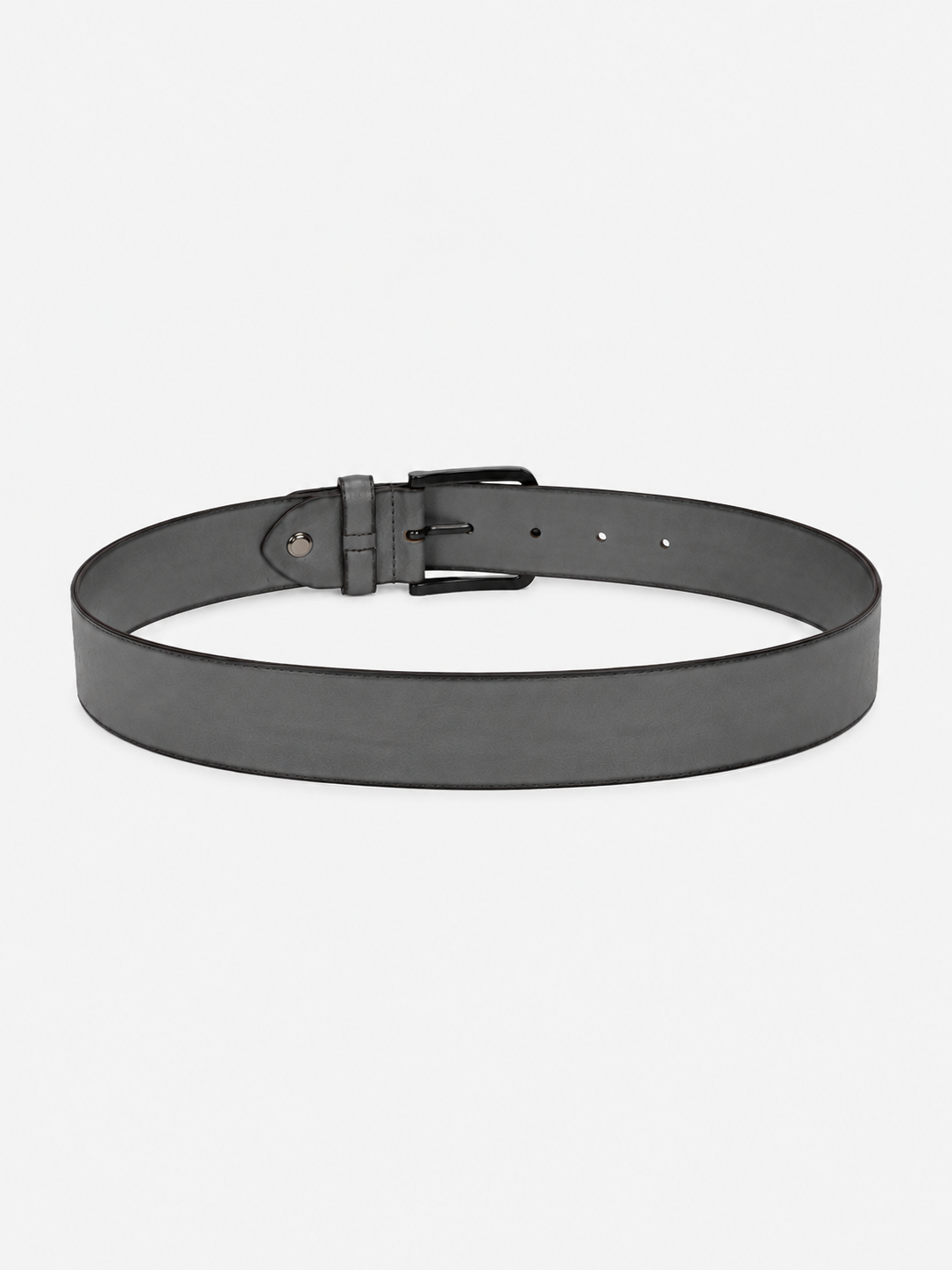 Unisex Genuine Leather Grey Waist Accessory Matte Metal Buckle Formal Casual Wear