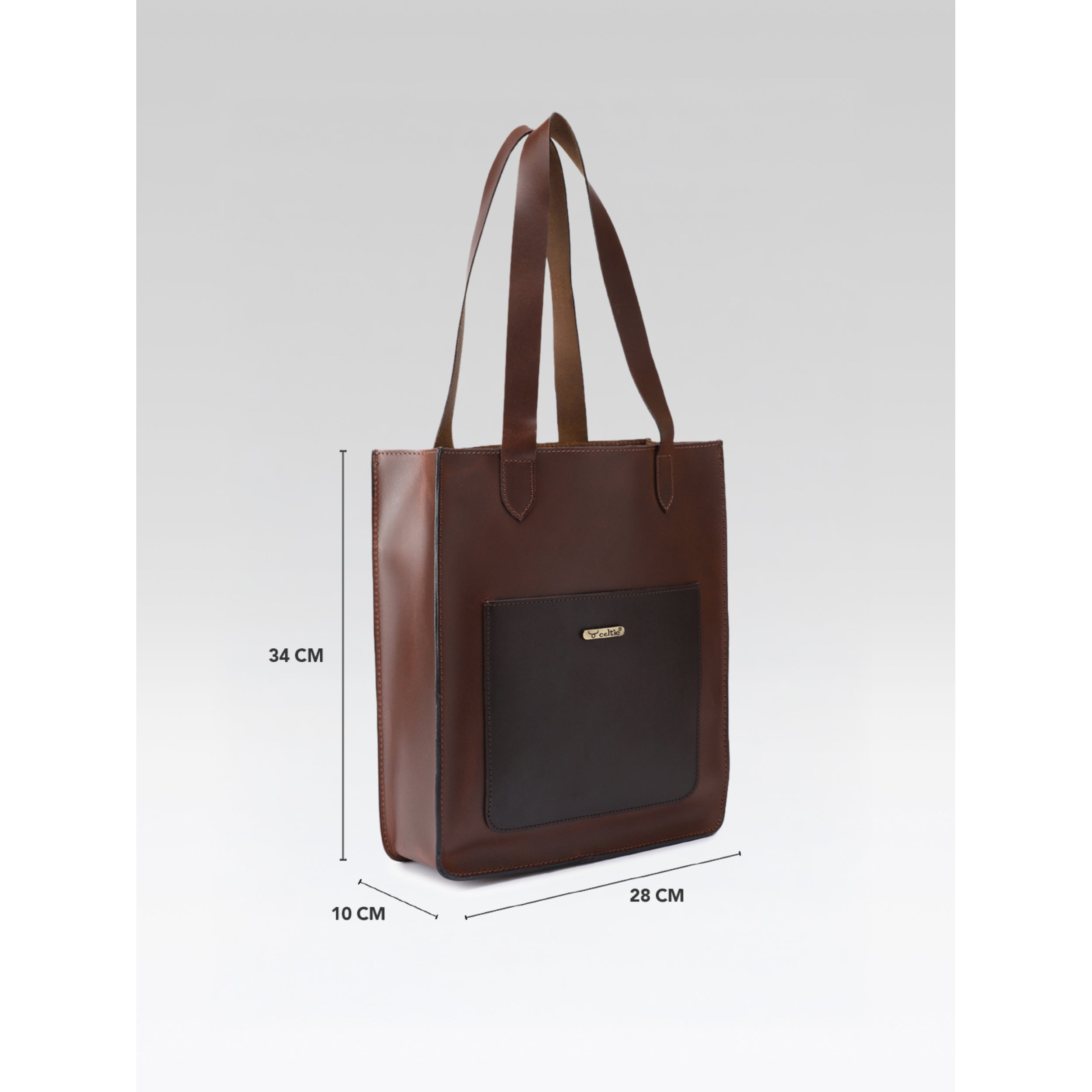 Premium Genuine Leather Tote Bag with Front Pocket Minimal & Durable Everyday Carry