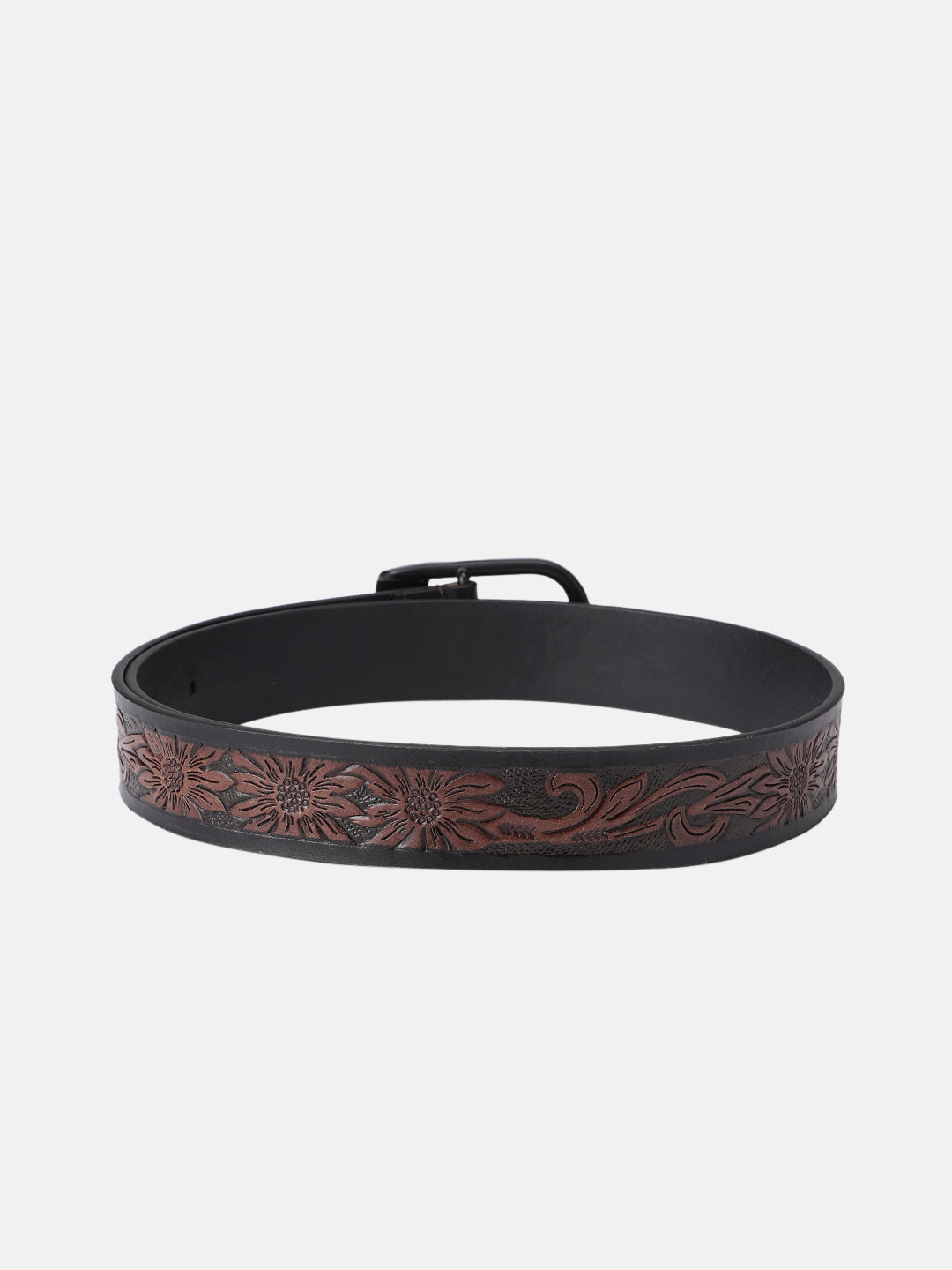 Premium Brown Embossed Leather Belt & Wallet Combo for Men | Vintage Floral Designer Gift Set