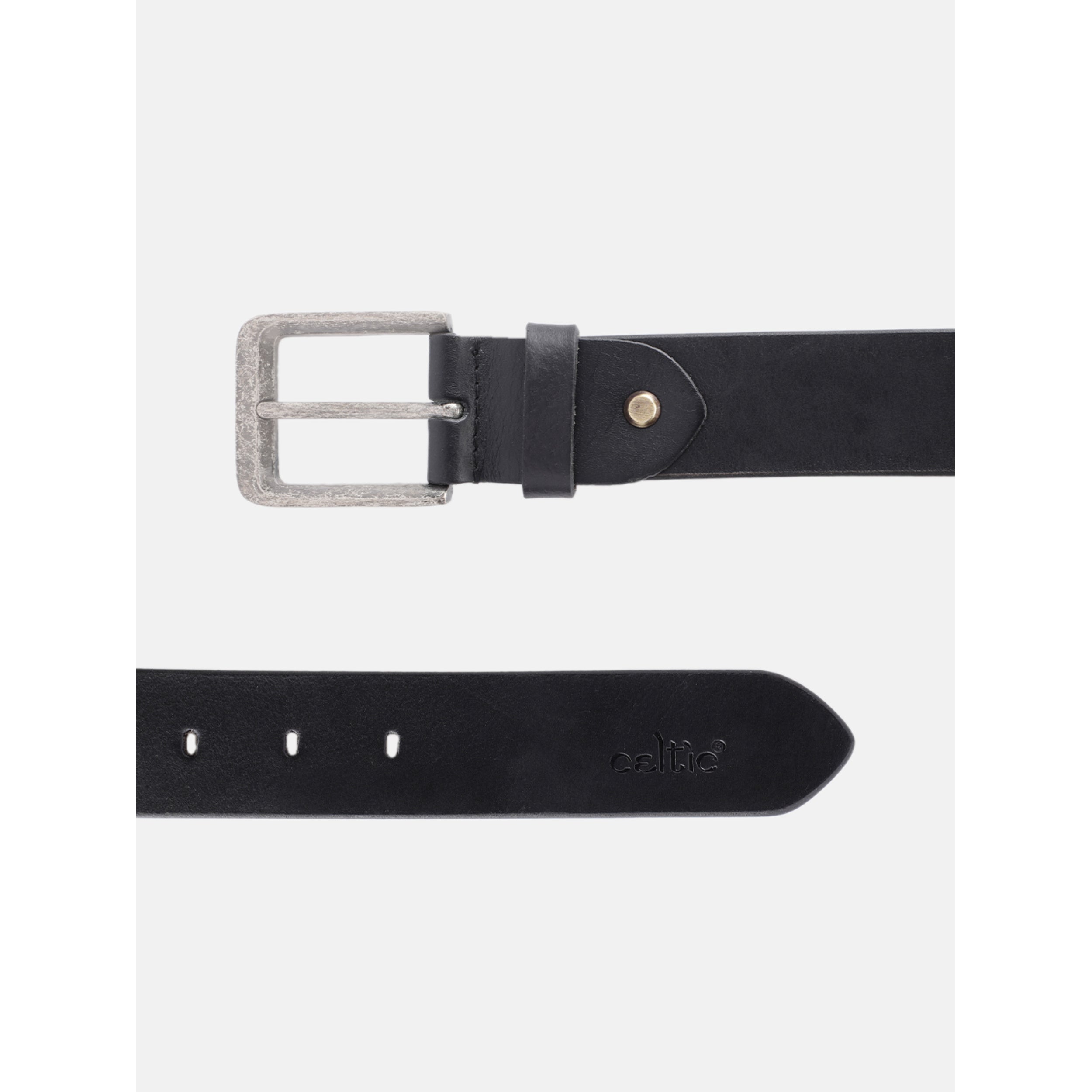 Unisex Handcrafted Leather Belt With Woven Blue White Pattern And Antique Silver Buckle