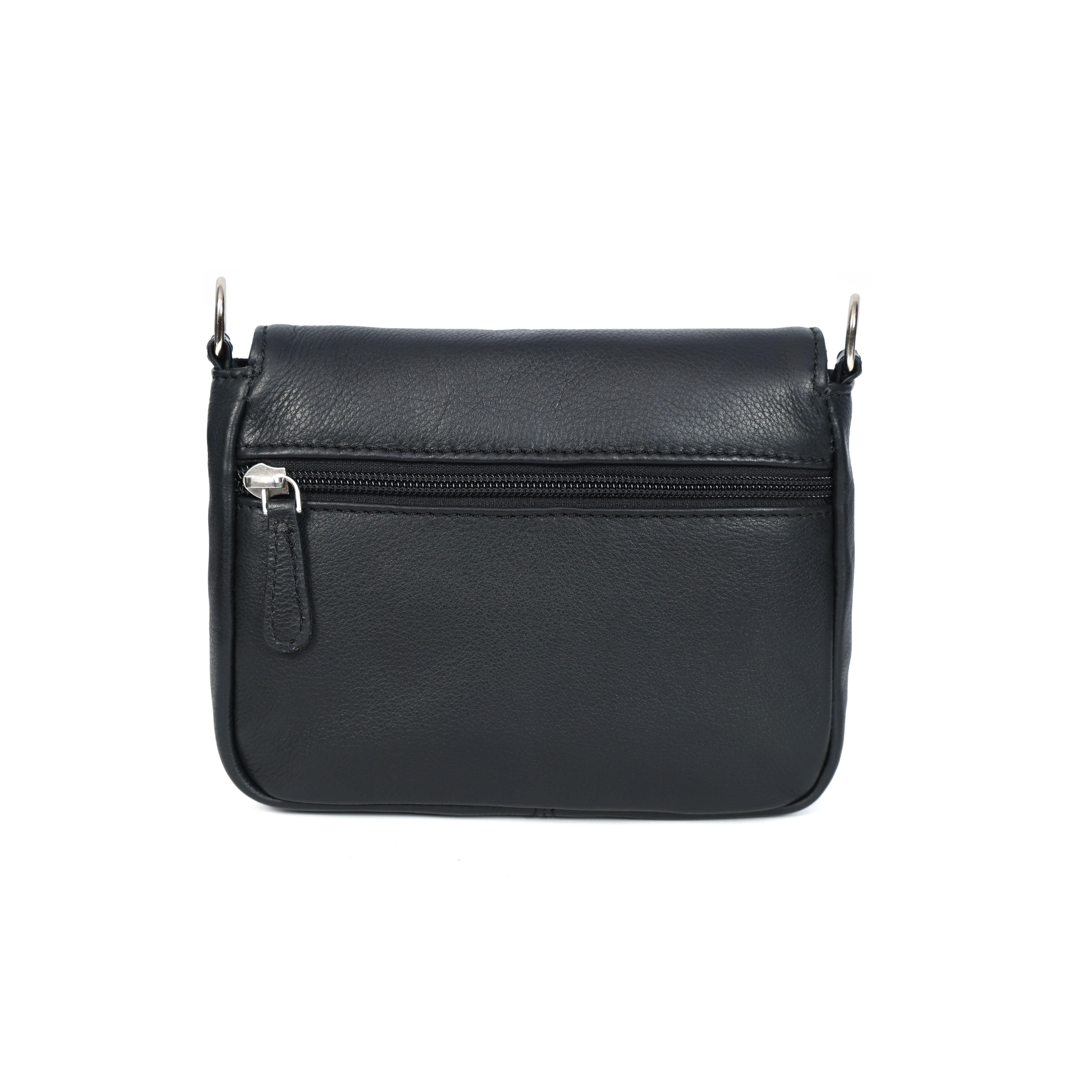 Premium Genuine Leather Flap Crossbody Bag with Adjustable Strap & Zip Pockets