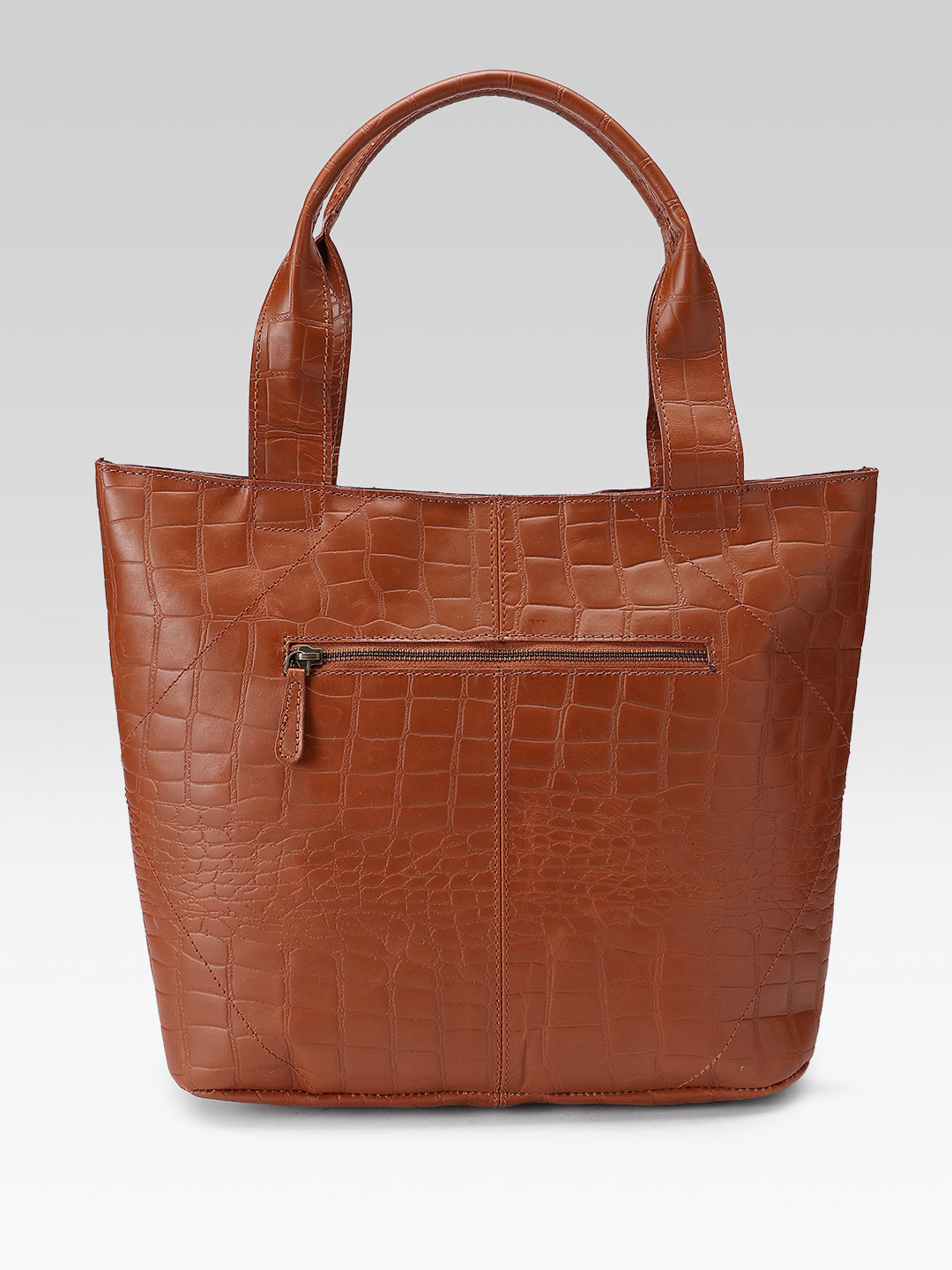 Croc-Texture Leather Tote Bag with Spacious Interior and Dual Shoulder Handles