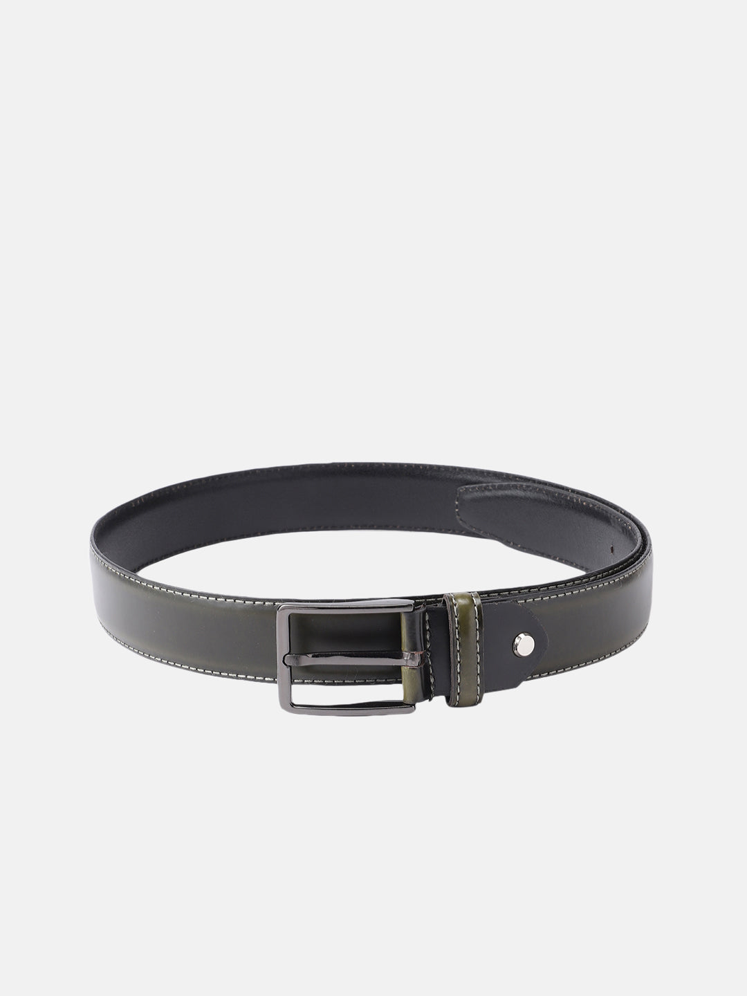 Unisex Classic Black Leather Formal Belt With Silver Buckle For Office Daily Wear