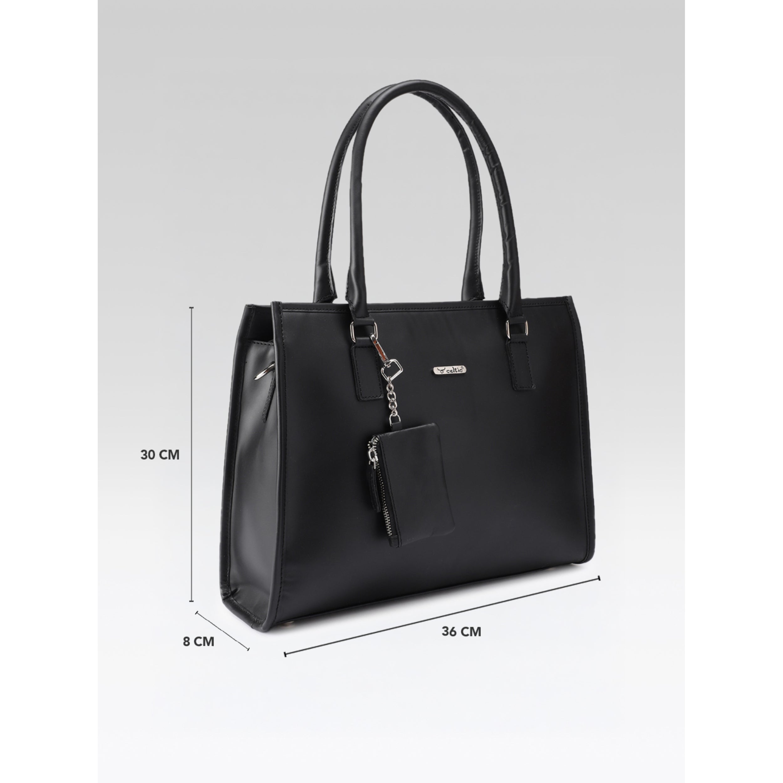 Premium Genuine Leather Office Tote Bag for Women Multiple Zip Compartments & Long Strap.