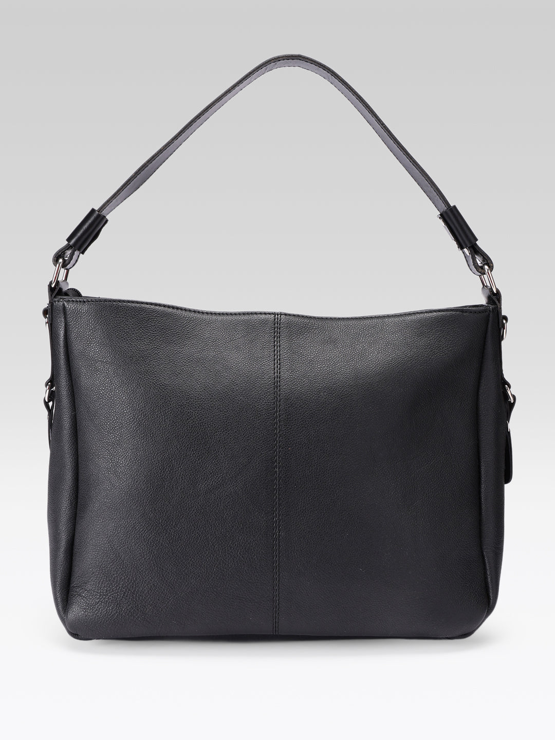 Premium Genuine Leather Black Shoulde tote  Bag with Minimal Silhouette and Zip Closure