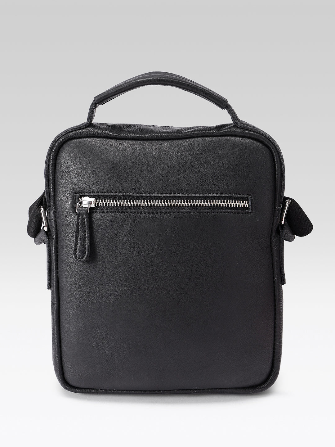 Unisex Leather Crossbody Sling Bag with Front Flap Pocket & Adjustable Strap